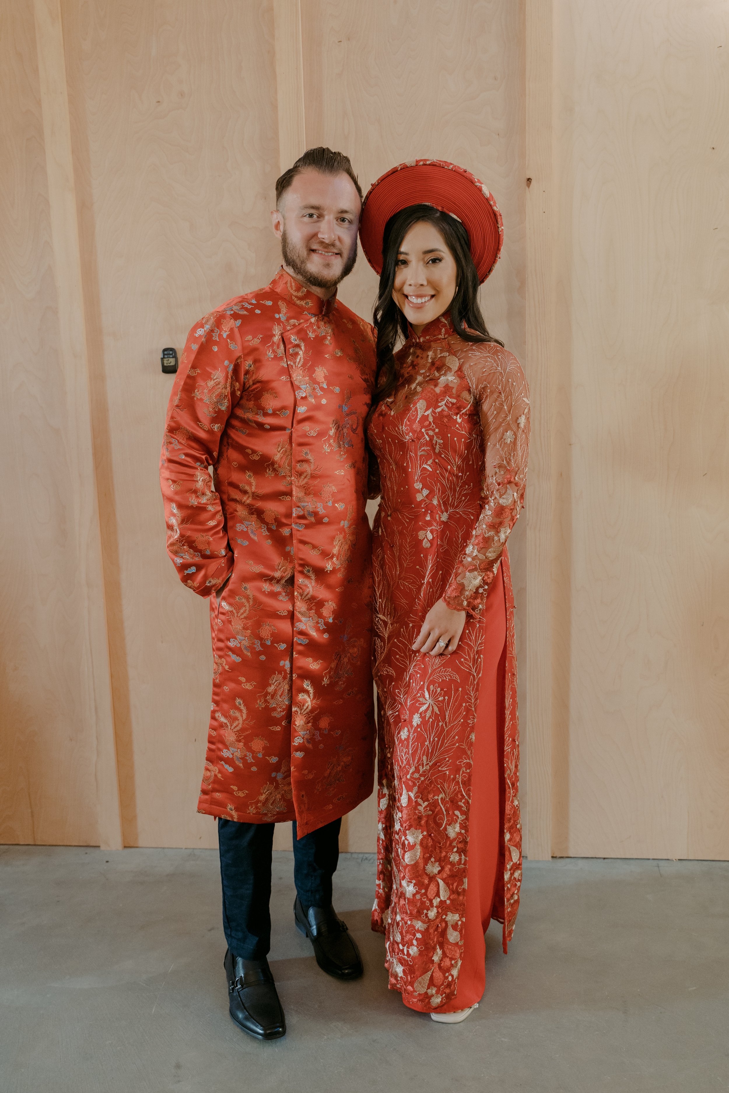  www.santabarbarawedding.com | Events by Fran | Ali Beck | Ecomama Farms | Jackie Romero | Bride and Groom in Traditional Vietnamese Clothing