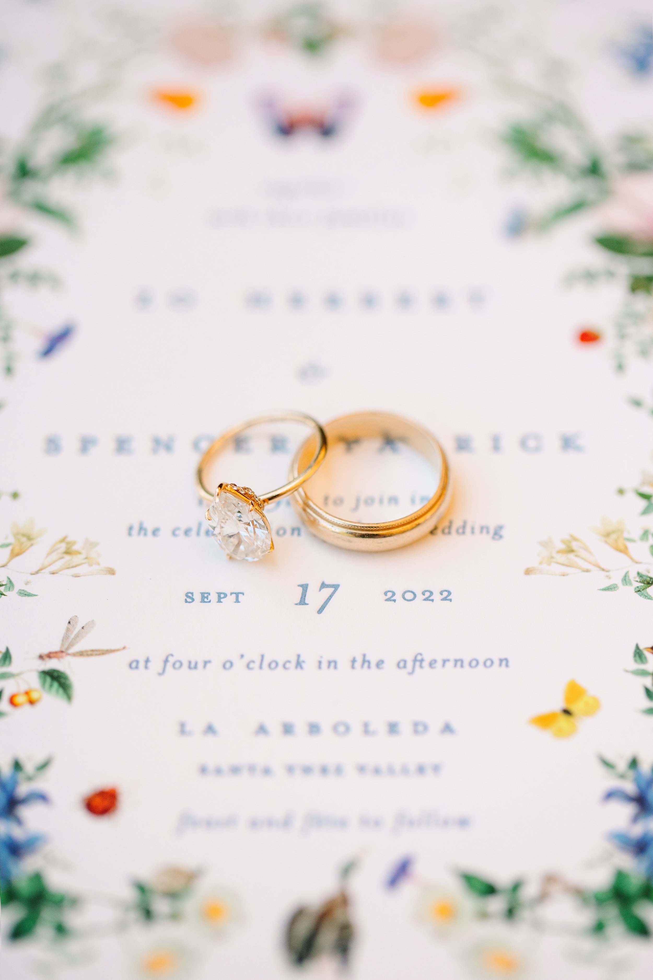 www.santabarbarawedding.com | Mary Costa | White Sage Weddings | Zaca Creek | Floral Wedding Invitations and Rings 