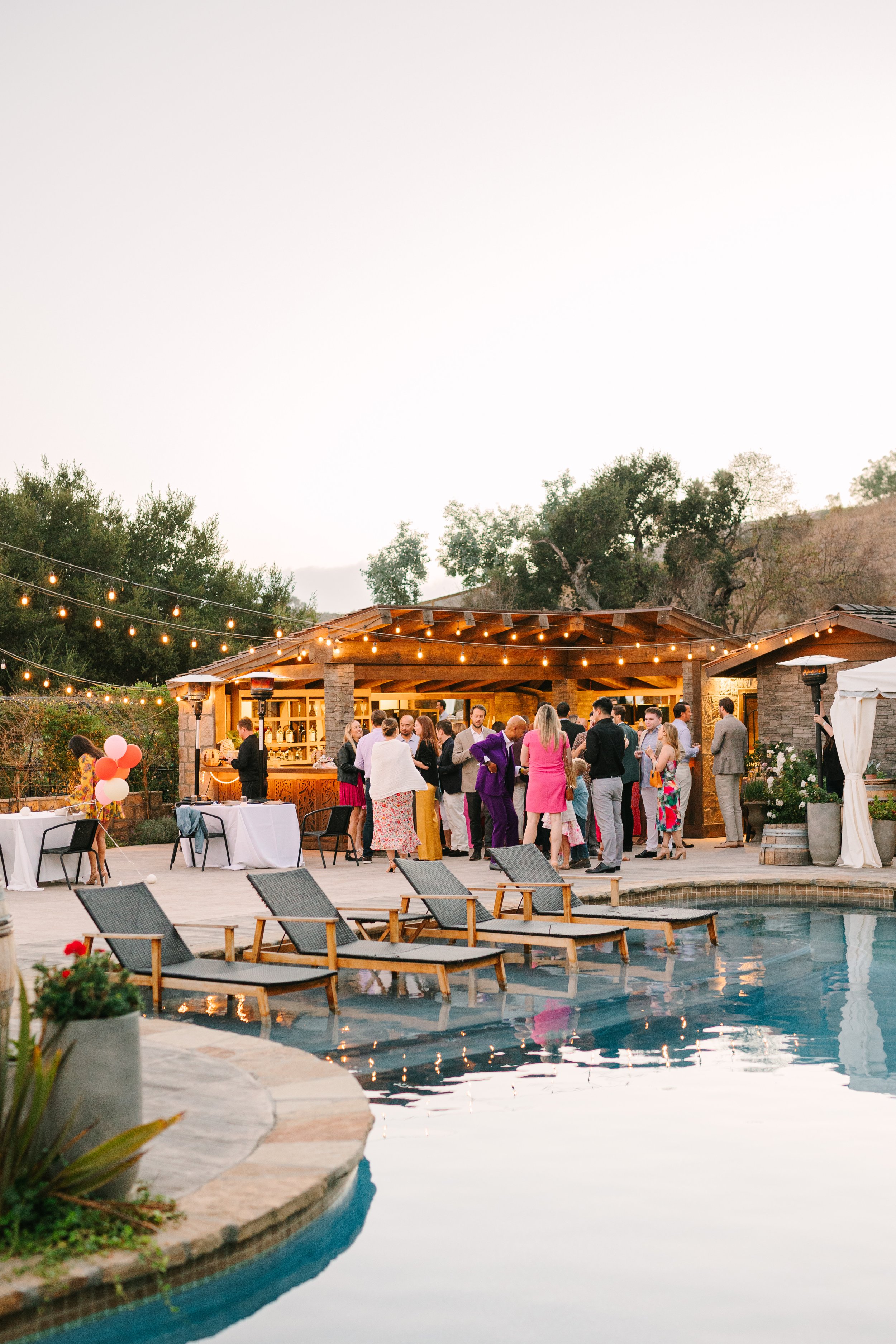 www.santabarbarawedding.com | Mary Costa | White Sage Weddings | Zaca Creek | Tangled Lotus | SLO Balloon | Amigo Party Rentals | Guests Mingling at Rehearsal Dinner