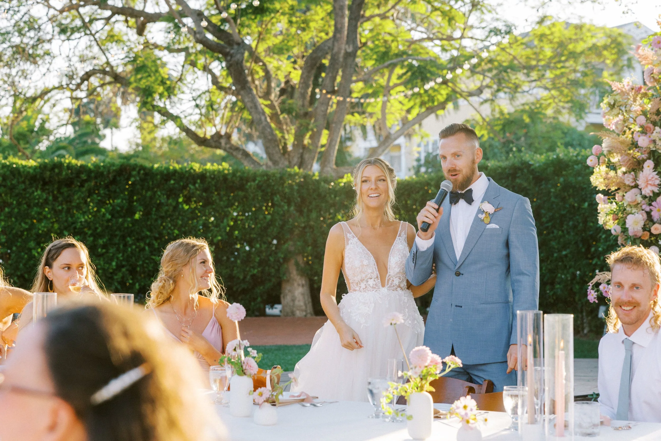 www.santabarbarawedding.com | The Santa Barbara Club | Jen Rodriguez | Gatherings for Good | Blooms by Melly | Red Shoe LA | Under the Veils | Groom Speaking at Reception
