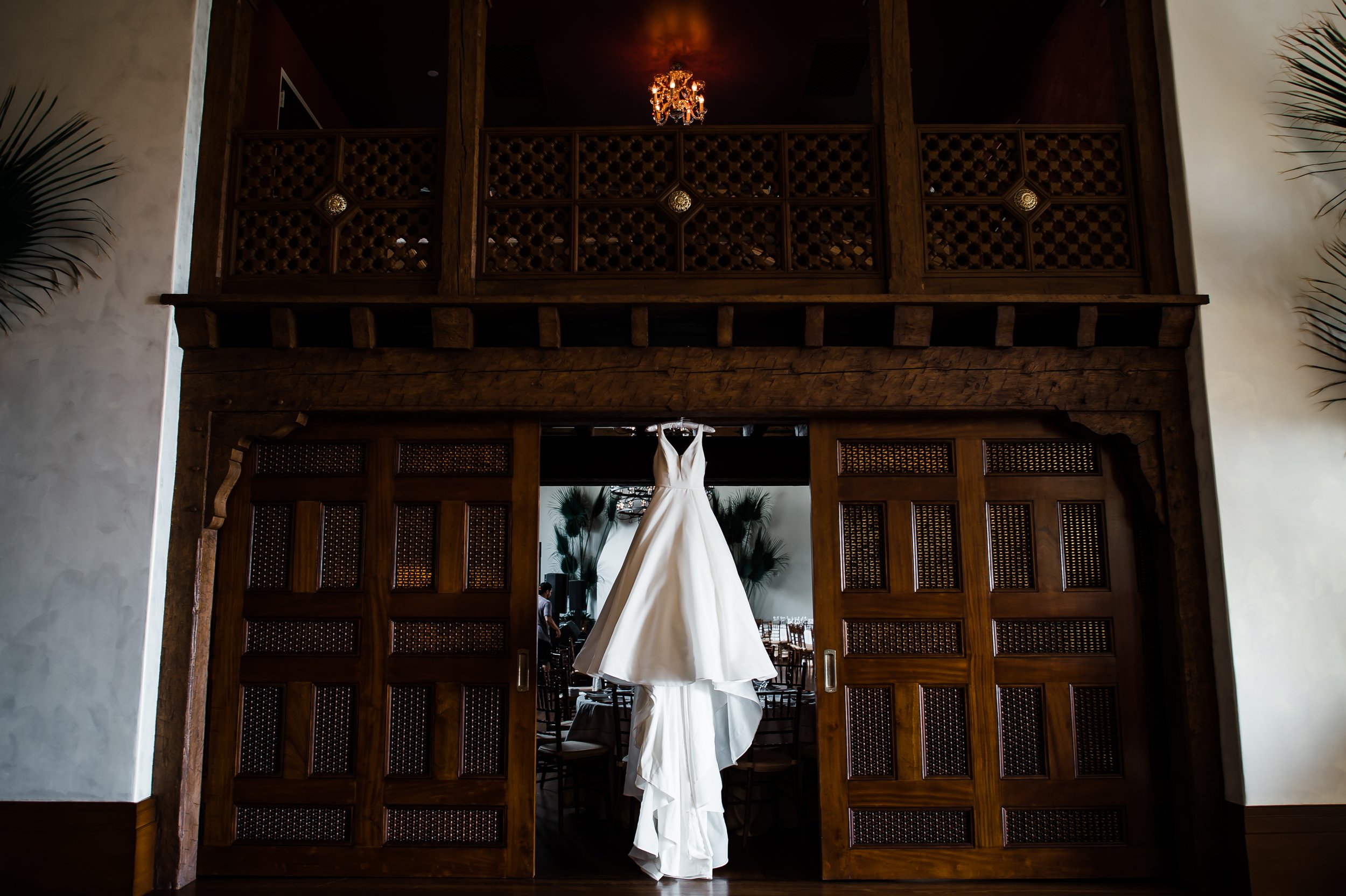www.santabarbarawedding.com | Michelle Ramirez | Montecito Club | Felici Events | Bride’s Wedding Dress Hanging Up