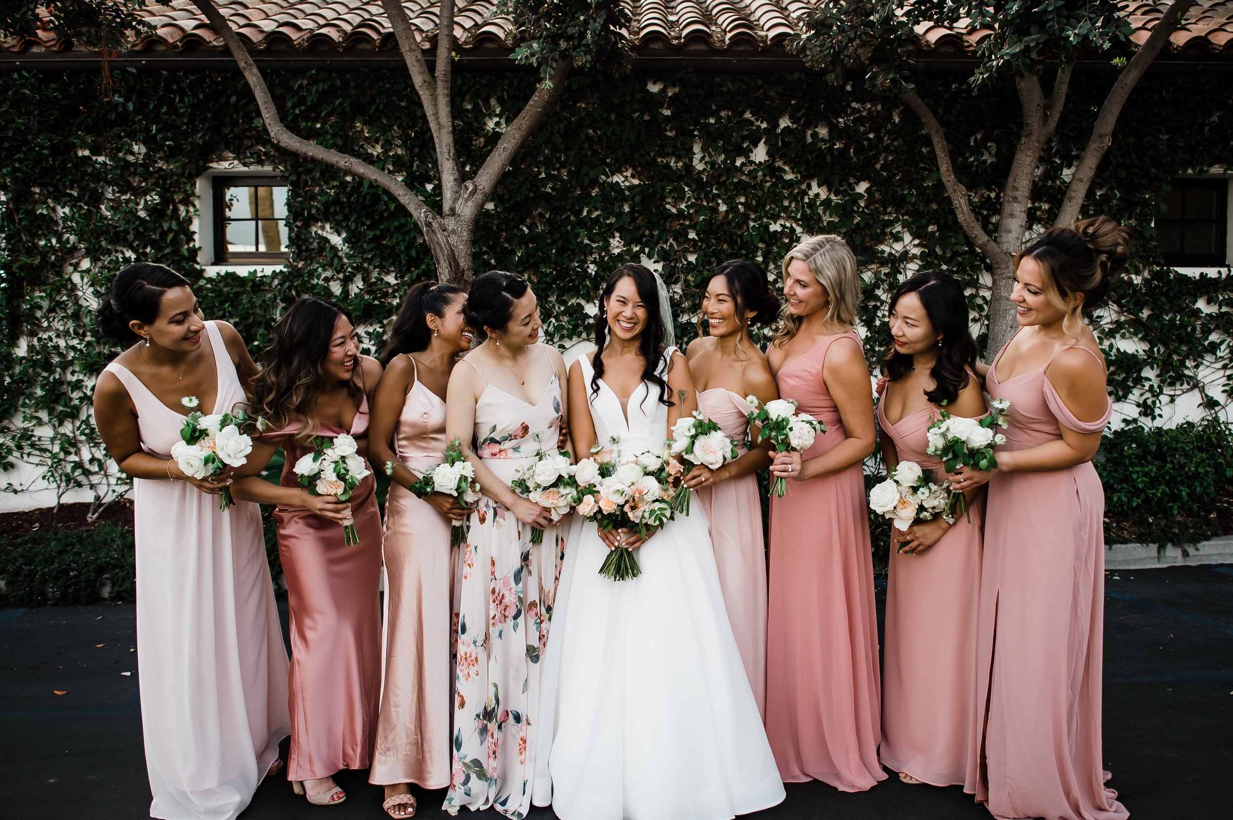 www.santabarbarawedding.com | Michelle Ramirez | Montecito Club | Felici Events | Antheia Floral Design | NV Glam Studio | Bride with Her Bridesmaids
