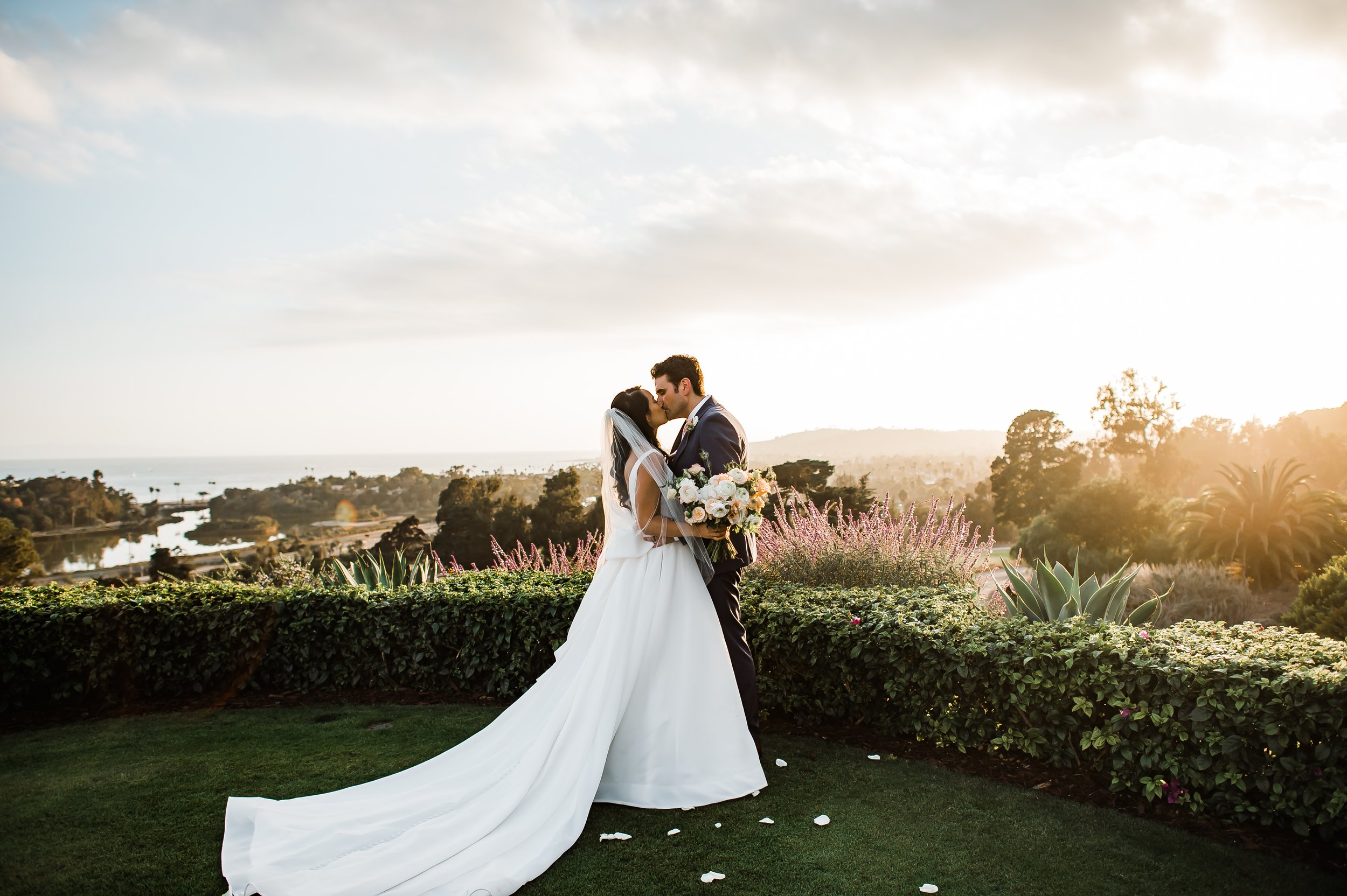 www.santabarbarawedding.com | Michelle Ramirez | Montecito Club | Felici Events | Antheia Floral Design | NV Glam Studio | Bride and Groom at Sunset