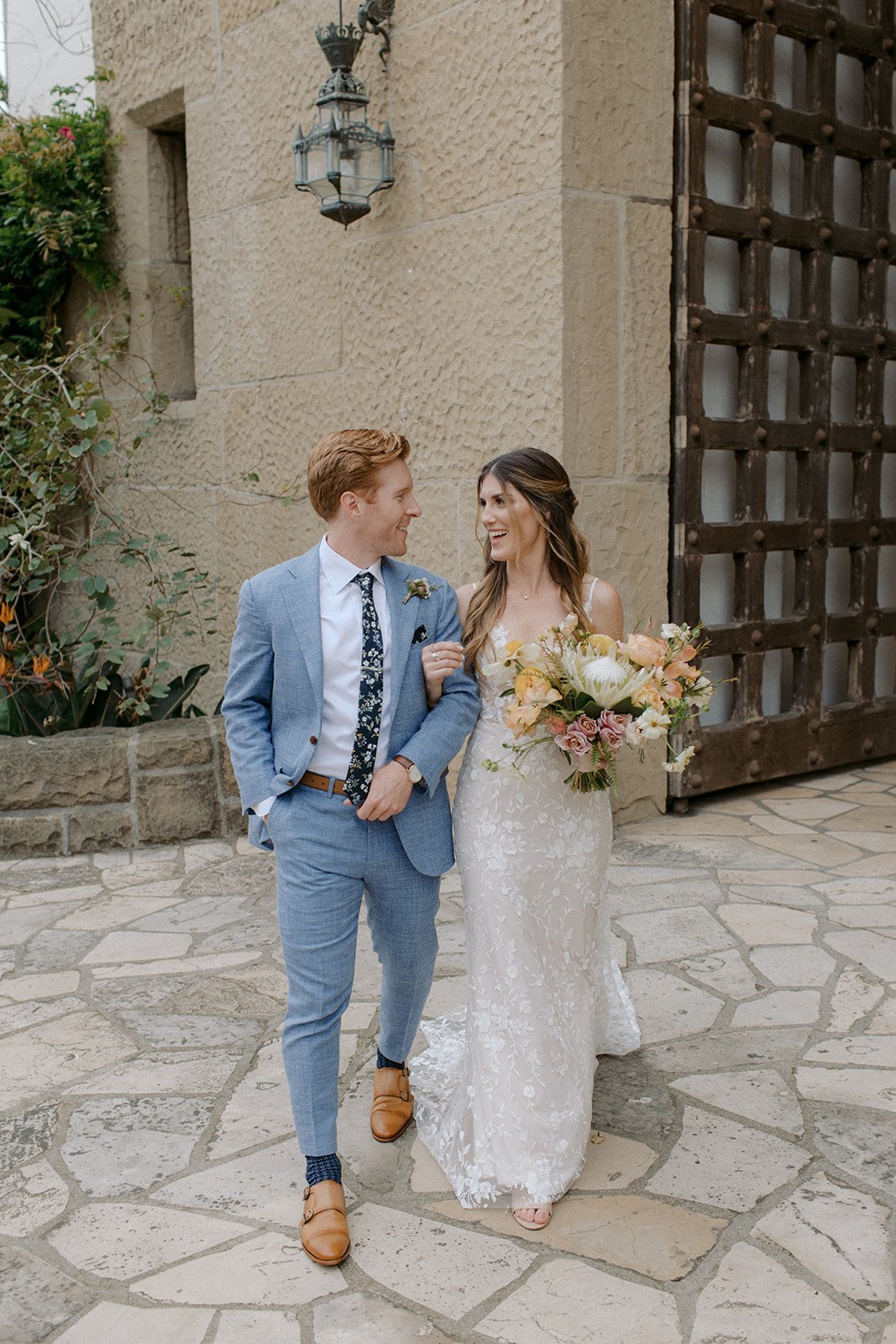  www.santabarbarawedding.com | SB Historical Museum | Ali Beck Photography | Ashley Chanel Events | Ella &amp; Louie | Cheek to Cheek Artistry | Bride and Groom Walking Together