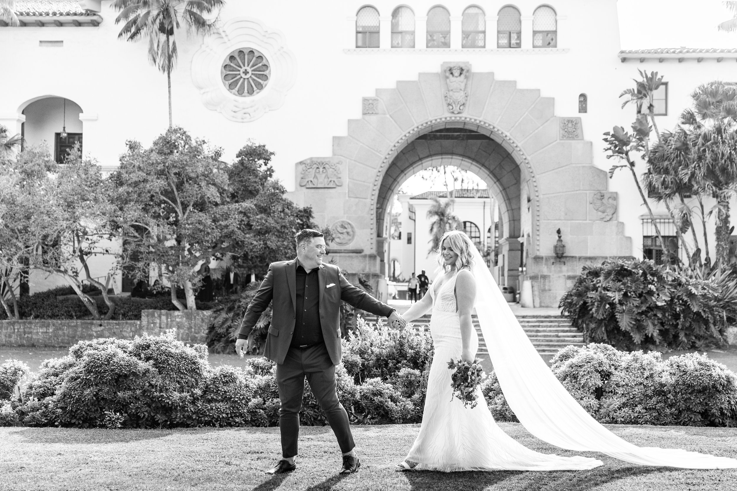 www.santabarbarawedding.com | Ashley LaPrade | Santa Barbara Courthouse | Luck Eleven | Perry Floral | Hart Schaffner Marx | Made with Love Bridal | Rose Jones | Couple  in Gardens