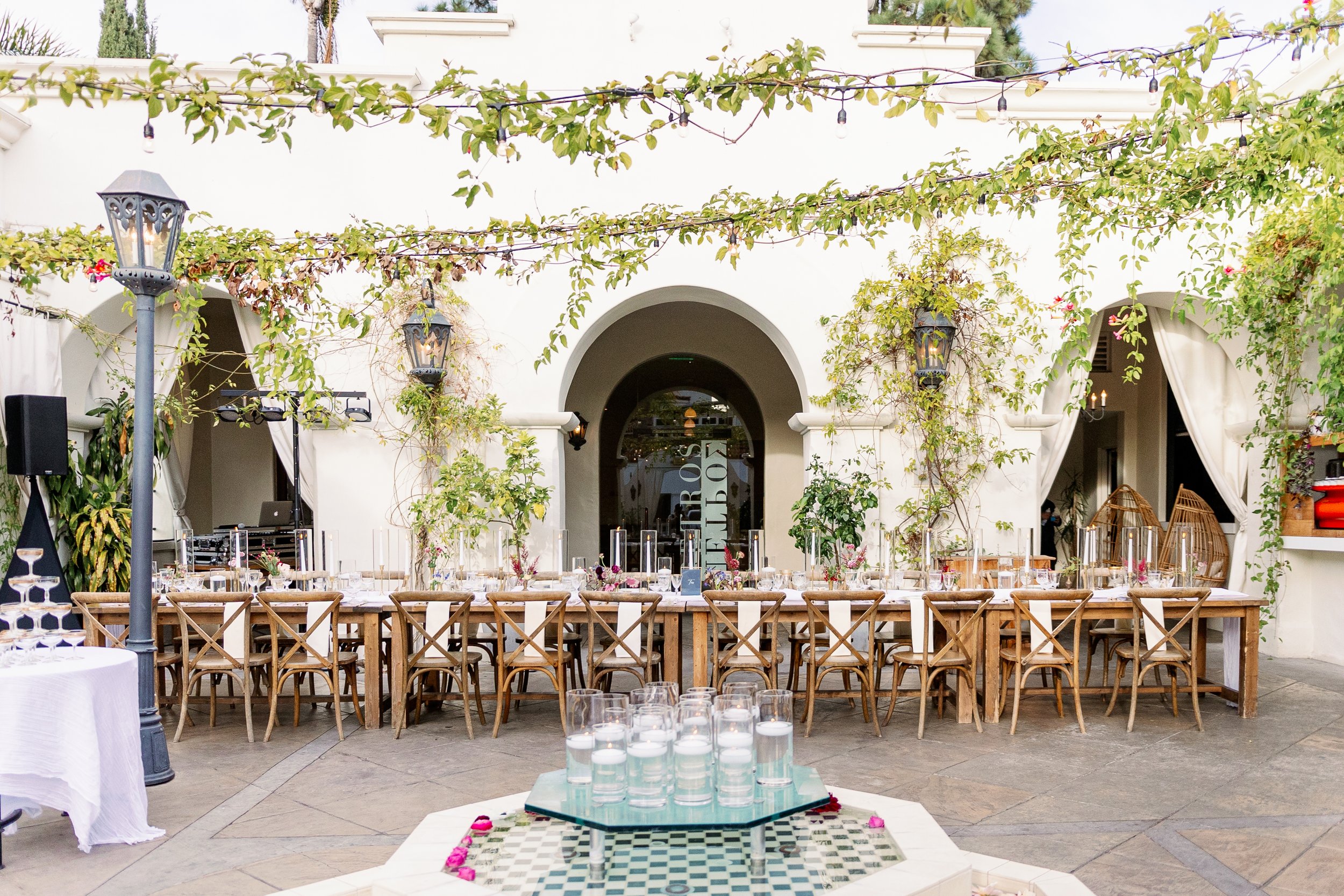 www.santabarbarawedding.com | Ashley LaPrade | Villa &amp; Vine | Luck Eleven | Perry Floral | Otis + Pearl | Event Rents | The Reception Tables Set Up