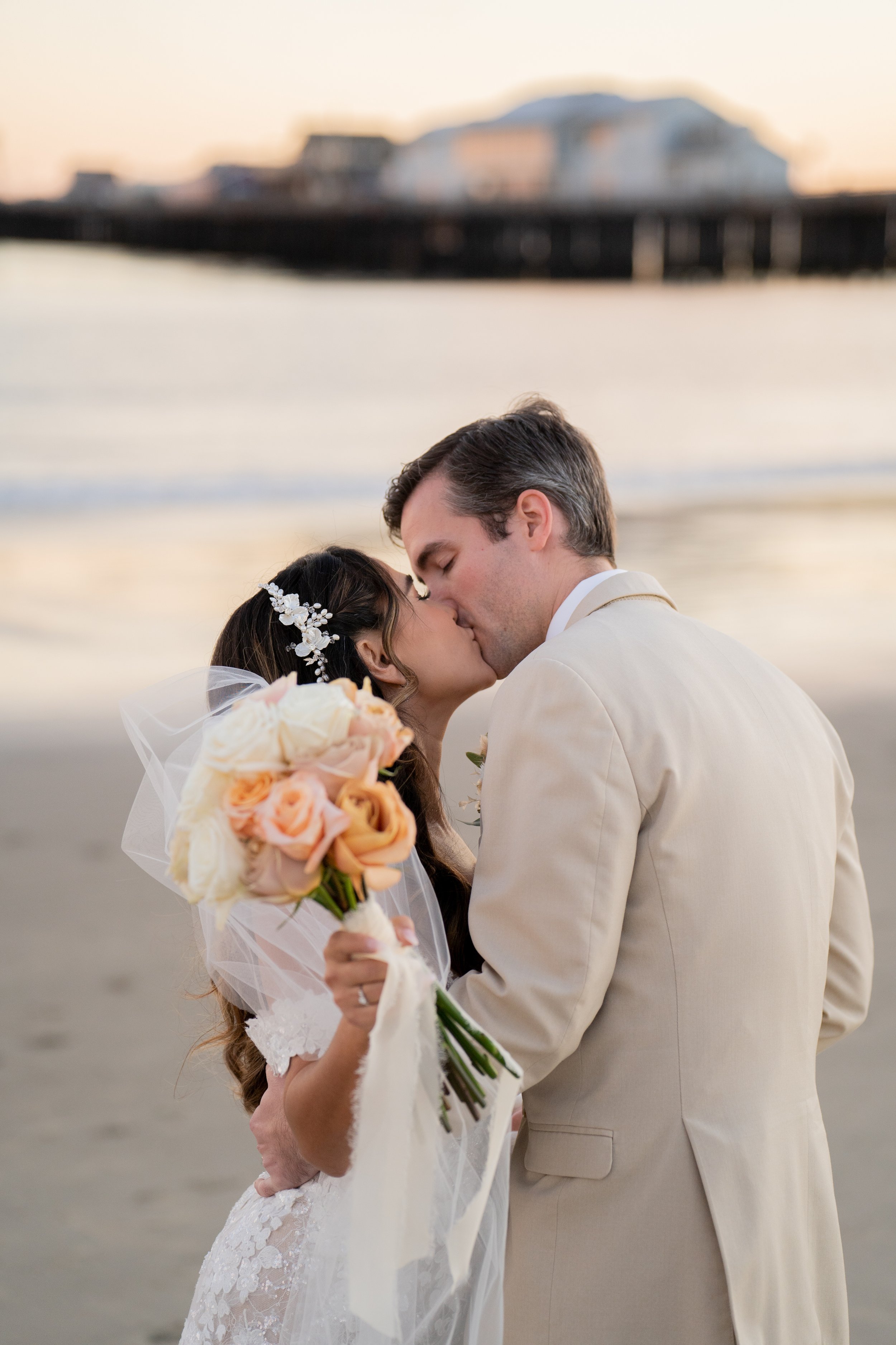 www.santabarbarawedding.com | Joyful Vows | Unitarian Society | Gatherings for Good | Blooms of Santa Barbara | David’s Bridal | Men’s Wearhouse | Salon Lucia | Bride and Groom on the Beach