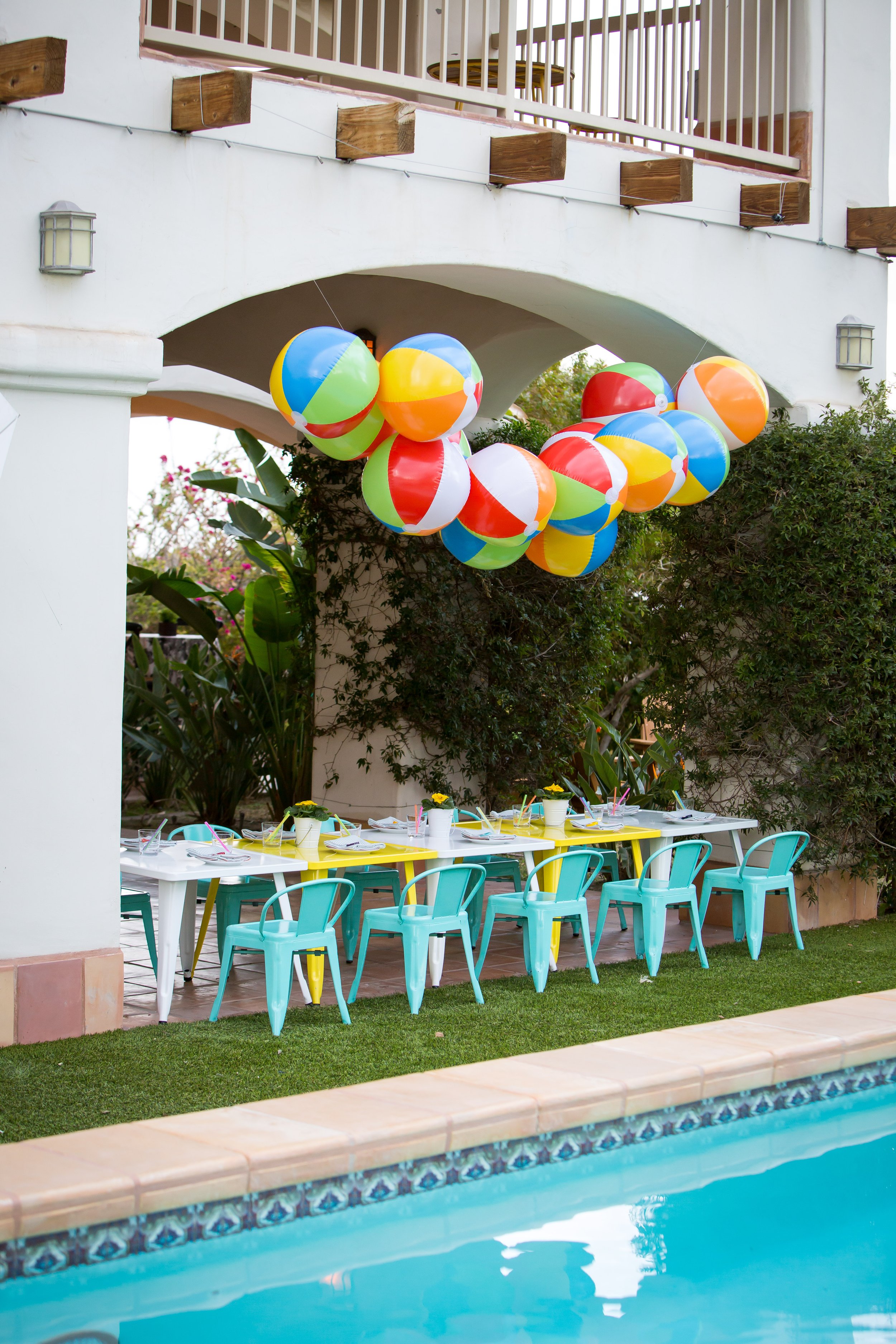 www.santabarbarawedding.com | Bright Event Rentals | Colorful Splash Bash Outdoor Kid’s Party