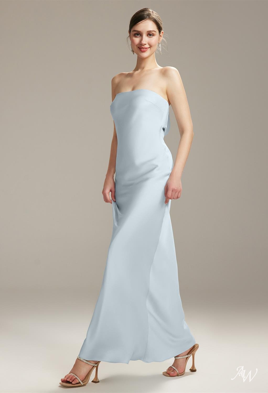 www.santabarbarawedding.com | AW Bridal | AW Fogbow Dress - Baby Blue Satin Bridesmaid Dress