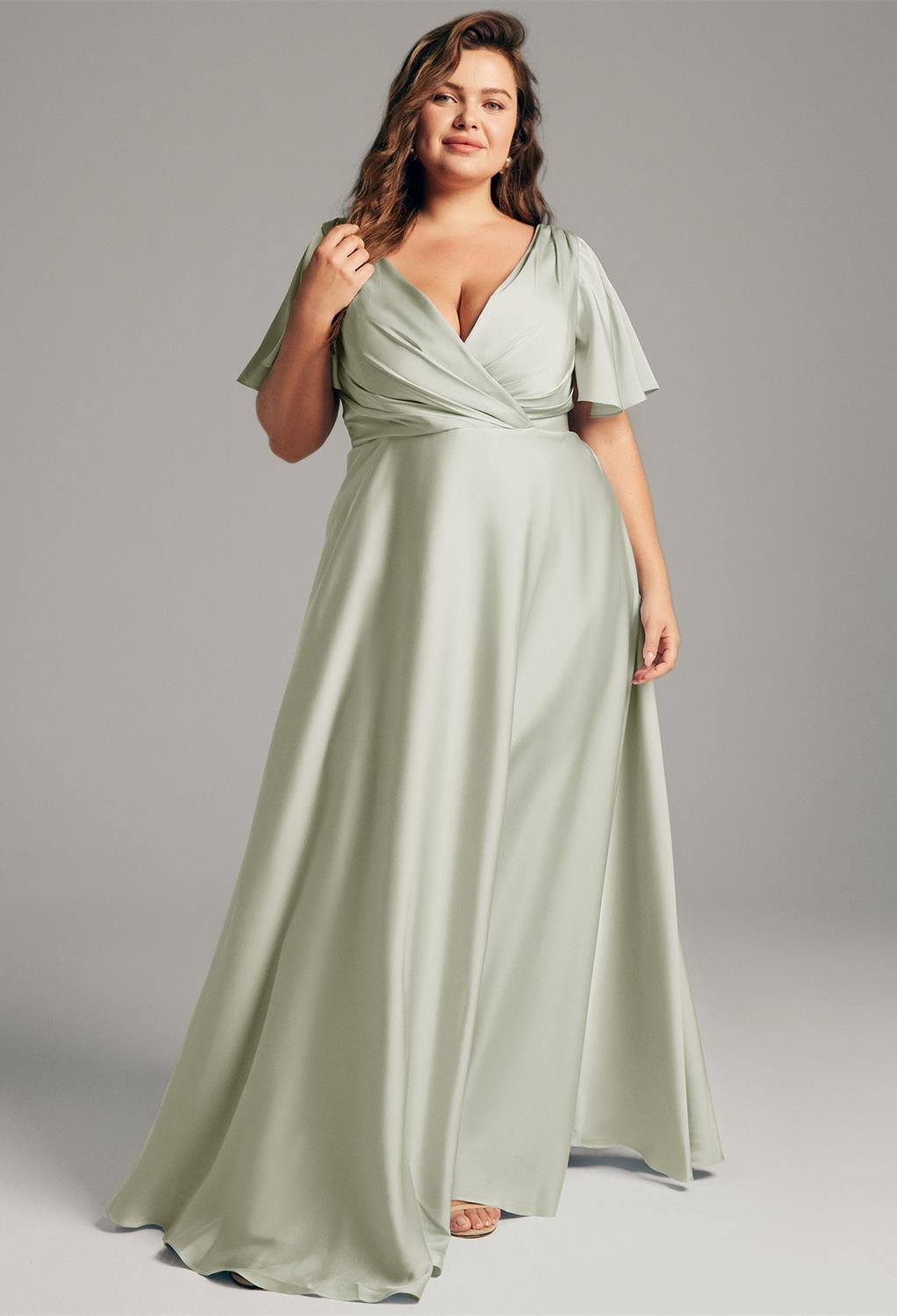 www.santabarbarawedding.com | AW Bridal | AW Furst Dress - Sage Green Satin Bridesmaid Dress
