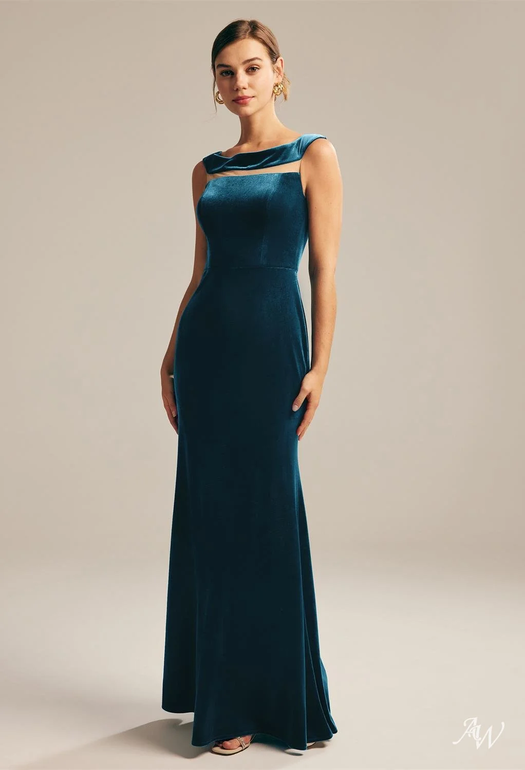 www.santabarbarawedding.com | AW Bridal | AW Maharaja Dress | Blue Velvet Long Bridesmaid Dress
