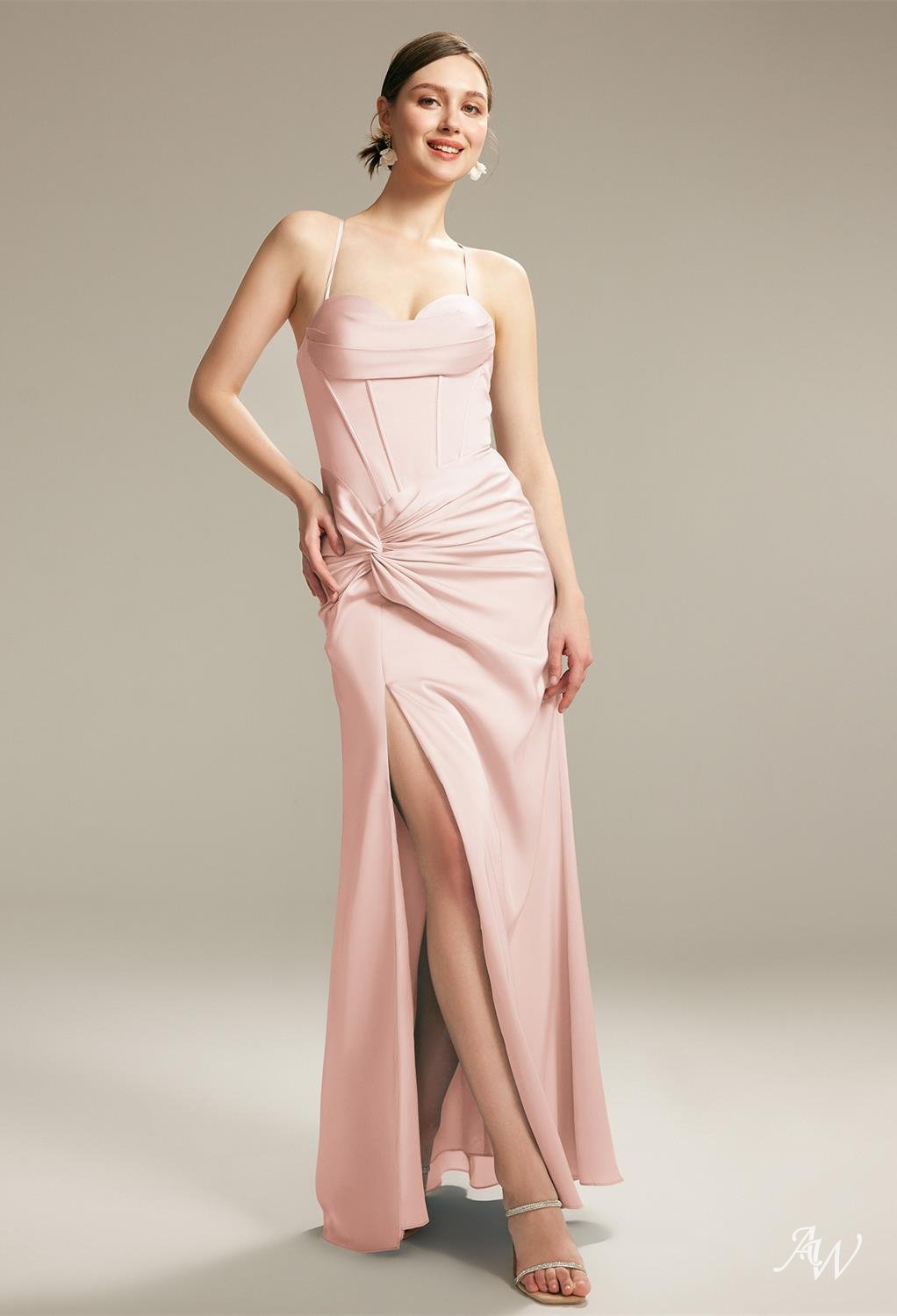 www.santabarbarawedding.com | AW Bridal | AW Fulcrum Dress - Light Pink Corset Bridesmaid Dress