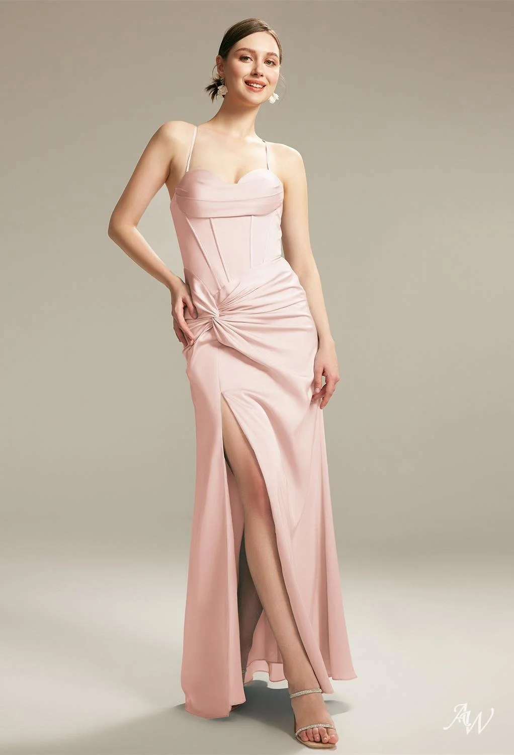 www.santabarbarawedding.com | AW Bridal | AW Fulcrum Dress - Light Pink Corset Bridesmaid Dress
