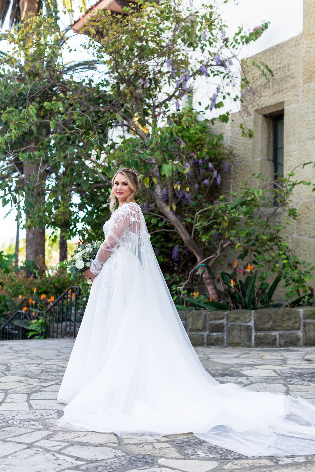 www.santabarbarawedding.com | Weddings by the Sea | Santa Barbara Courthouse | Kevin Qian | Cate Forest Designs | Bride in Gown Before Ceremony
