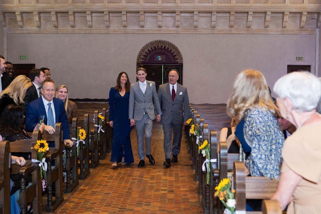 www.santabarbarawedding.com | Unitarian Society of Santa Barbara | Gatherings for Good | Groom Walking Into Church