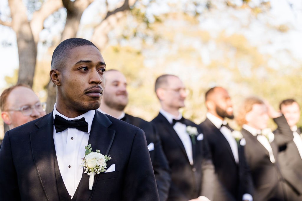 www.santabarbarawedding.com | Events by Fran | Kelsey Rinaldi | Spanish Hills Club | Casa Blanca Flowers | Friar Tux | Groom Waiting for Bride at Ceremony