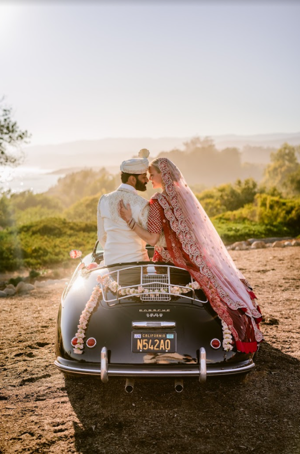 www.santabarbarawedding.com | White Sage | Loquita | David Mendoza | Ojala Floral | Team Hair &amp; Makeup | Vintage Speedster | Couple on Getaway Car