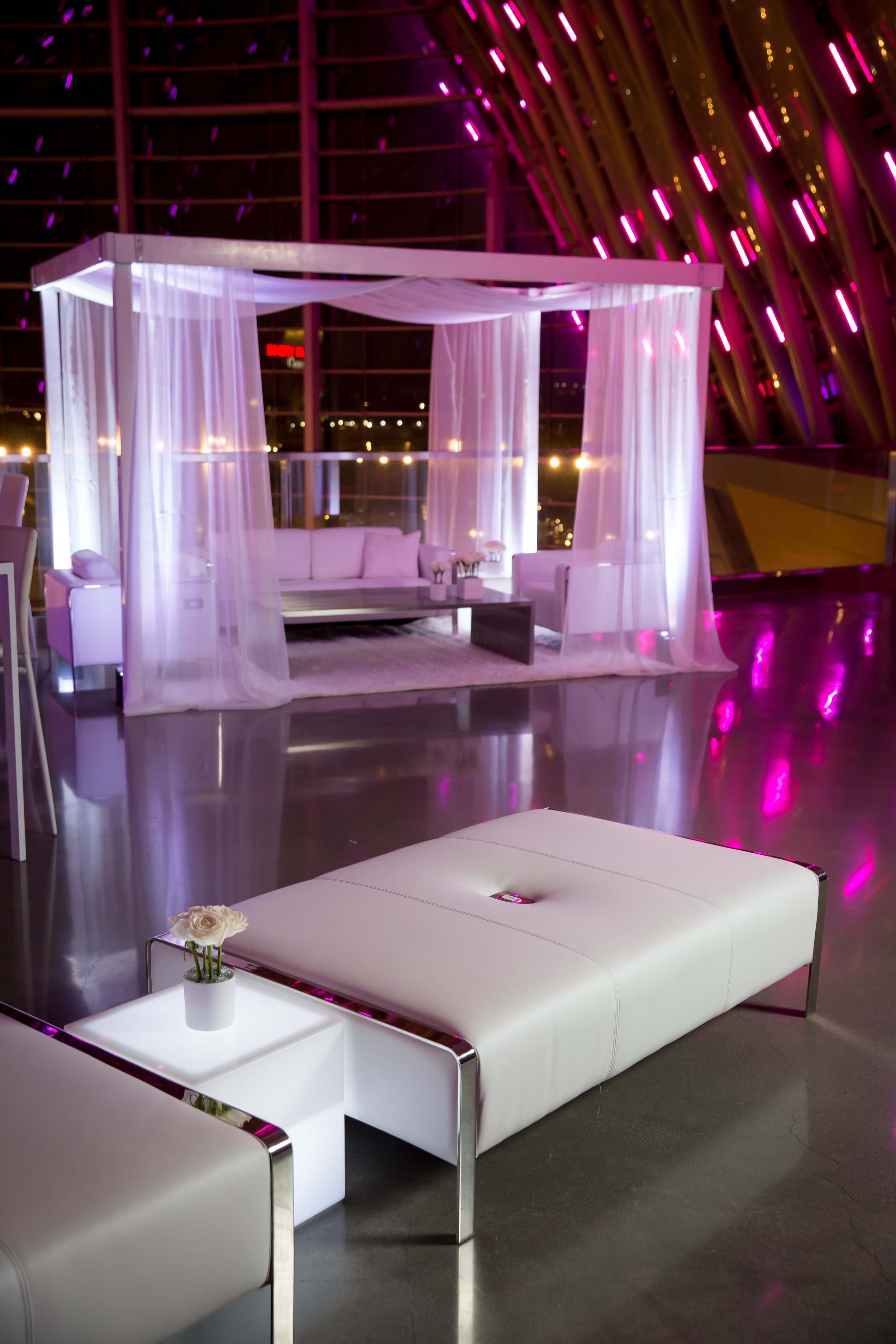 www.santabarbarawedding.com | Bright Event Rentals | Power Up White and Purple Event and Wedding Decor and Designs