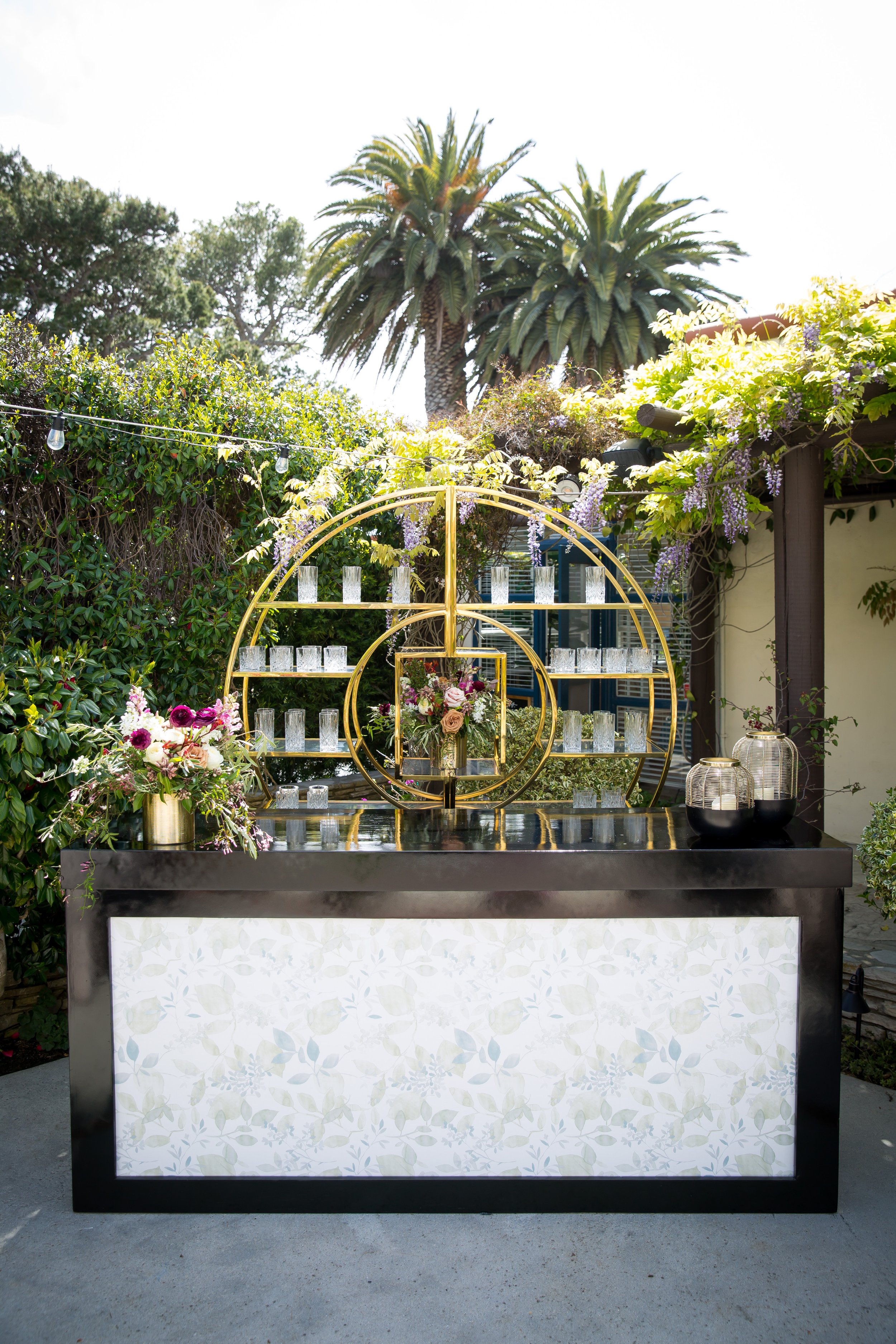 www.santabarbarawedding.com | Bright Event Rentals | Some Enchanted Evening | Tablescape Design for Events or Weddings with Black, Gold, and Sage Accents