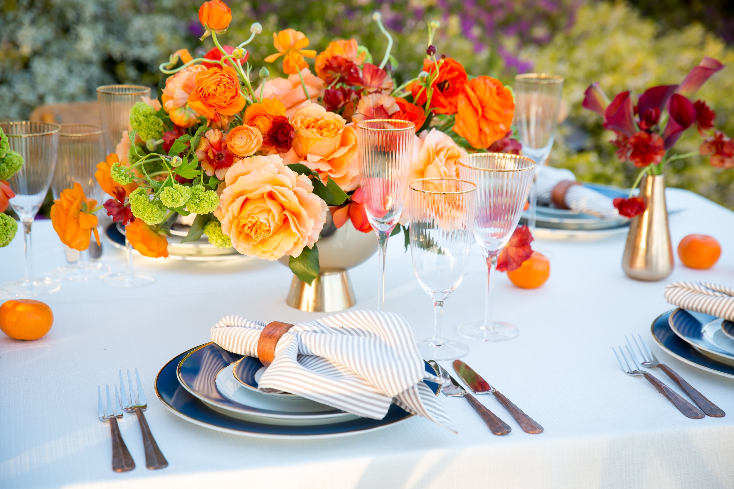 www.santabarbarawedding.com | Bright Event Rentals | Summer Fun to Fall Fabulous | Bright Blue and Vibrant Wedding Table Designs and Decor