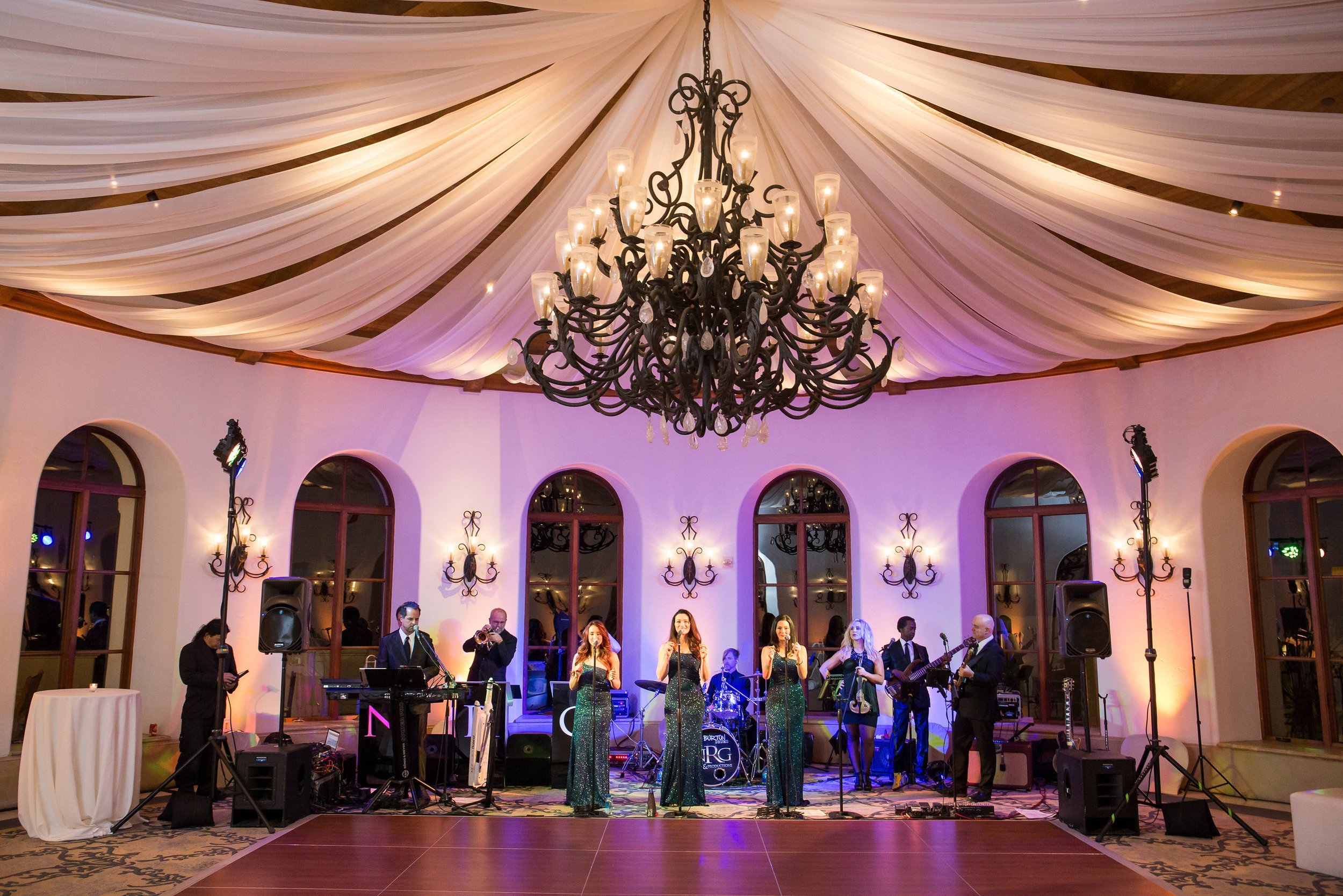 www.santabarbarawedding.com | Bacara Resort &amp; Spa | Melissa Musgrove Photography | Reception Area and Dance Floor Under the Chandelier