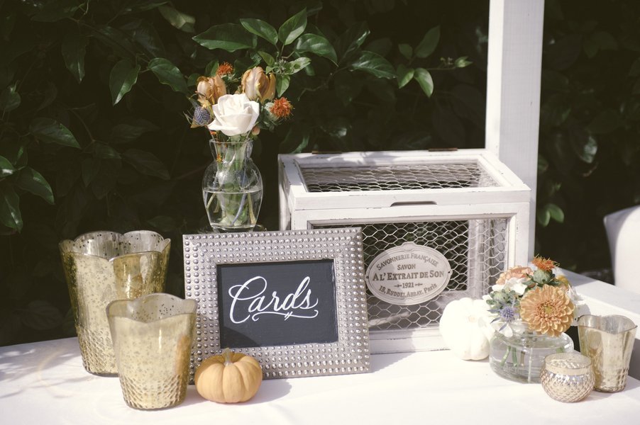 www.santabarbarawedding.com | ByCherry Photography | Card and Gift Table Decorated with Pumpkins 
