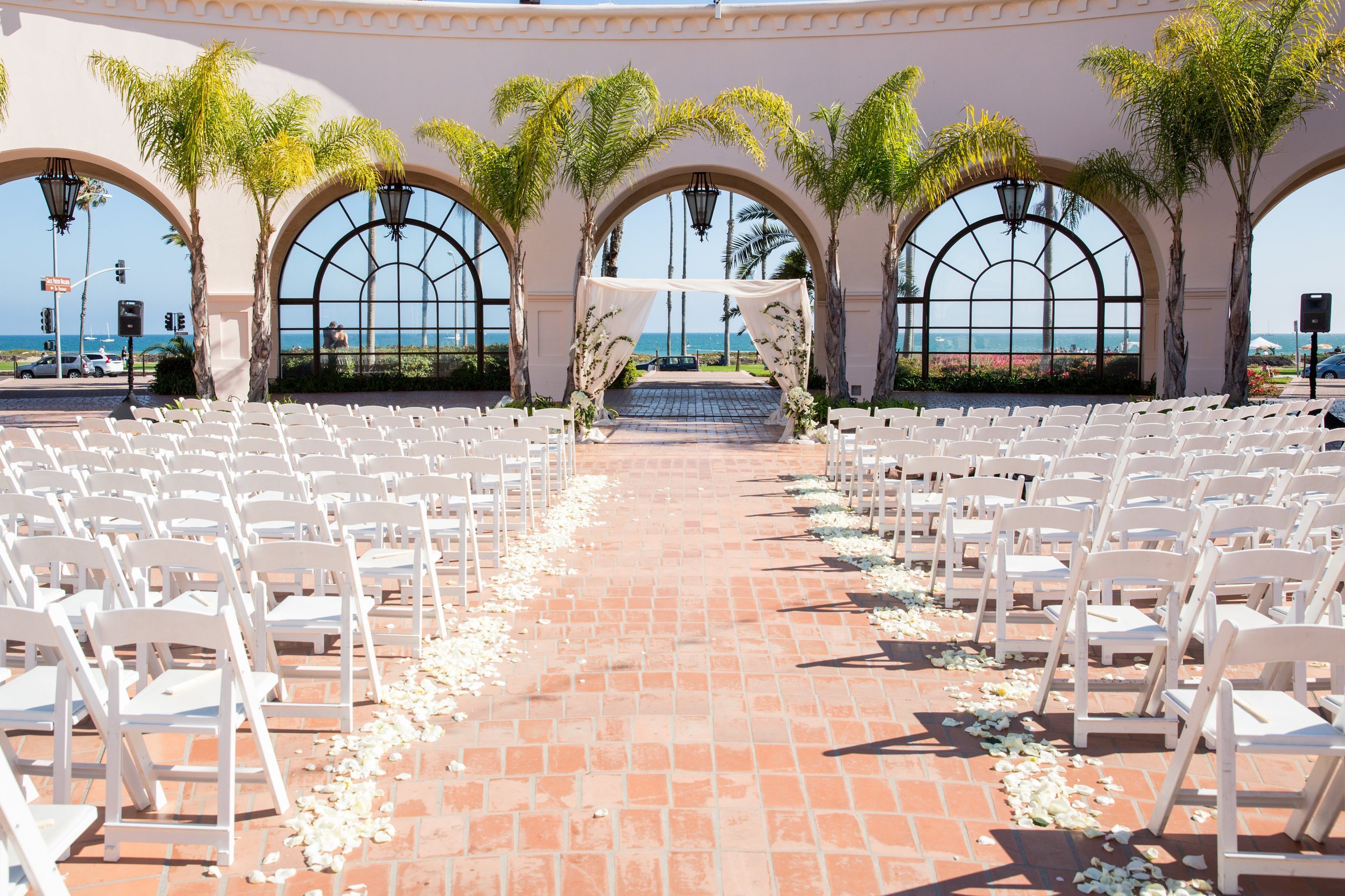 www.santabarbarawedding.com | Hilton Santa Barbara Beachfront Resort | Chris Schmitt Photography | Felici Events | Ceremony Set Up at Venue