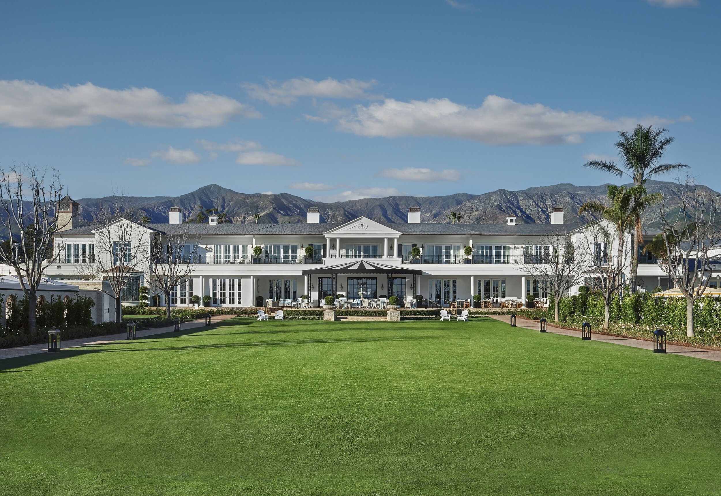 www.santabarbarawedding.com | Rosewood Miramar | Front of the Venue with Mountains in the Background