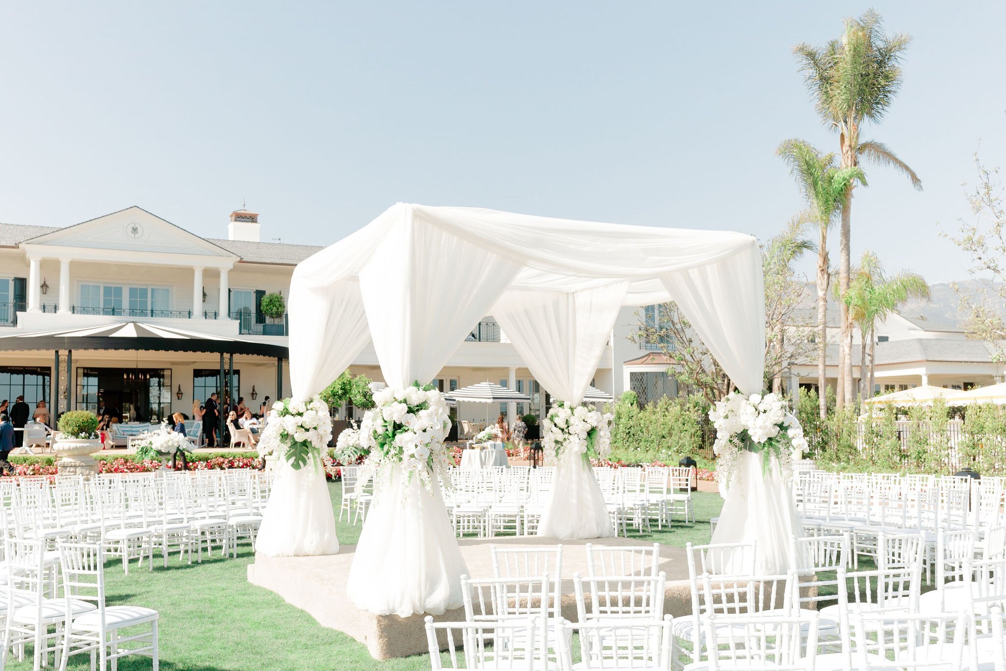 www.santabarbarawedding.com | Rosewood Miramar Hotel | Charissa Magno Photography | Ceremony Set Up Outside of Venue