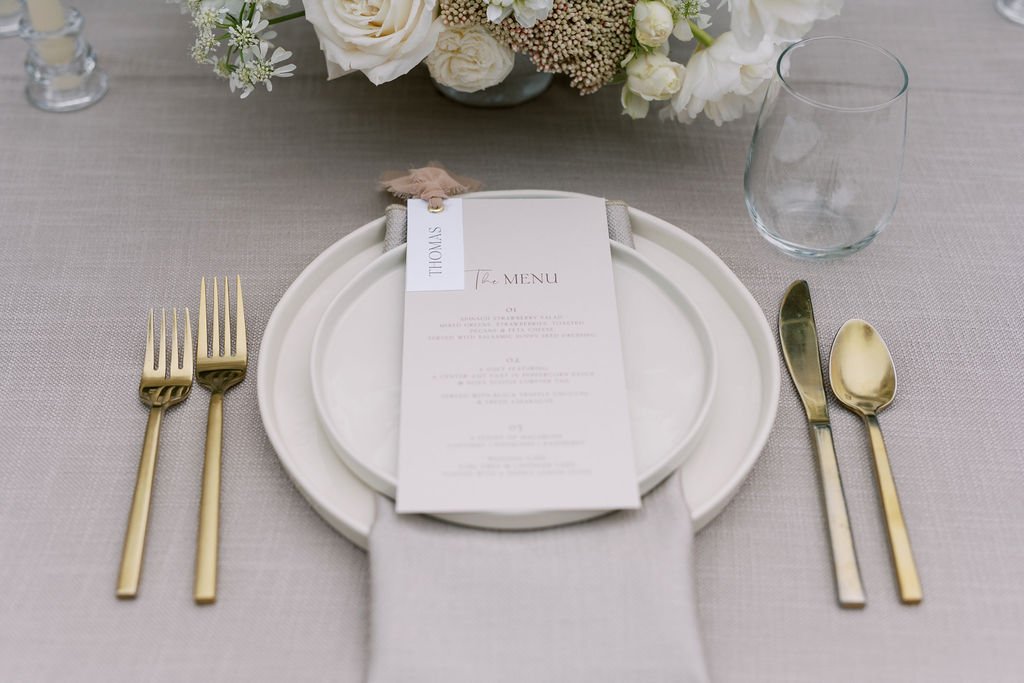 www.santabarbarawedding.com | Events by Fran | Jillian Rose Photography | Ever After Petite Venue | Tangled Lotus | Amigo Party Rentals | My Lovely Events | Reception Table Place Setting