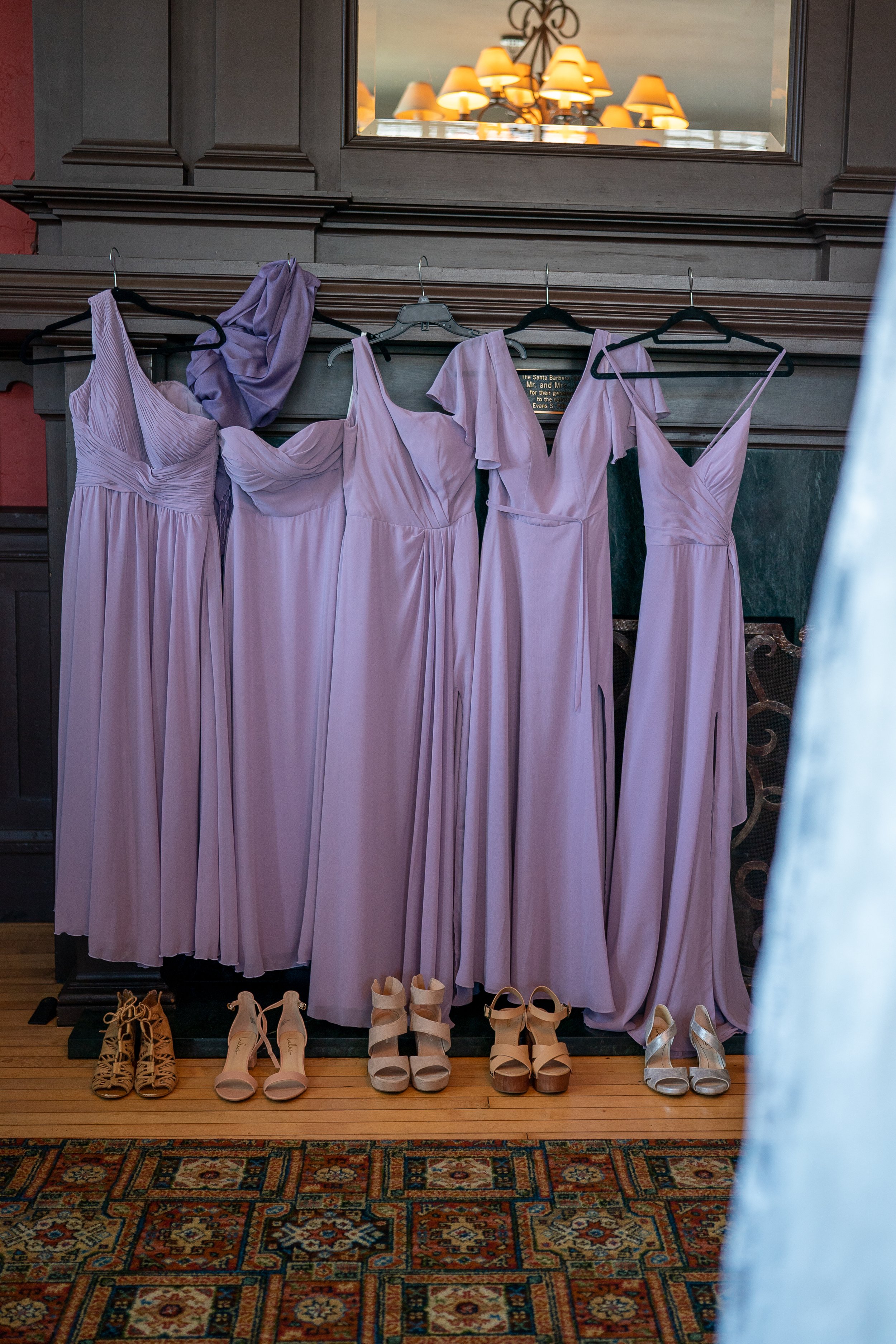 www.santabarbarawedding.com | Santa Barbara Club | Jensen Sutta | Julie Steele | Bridesmaids Purple Dresses and Shoes