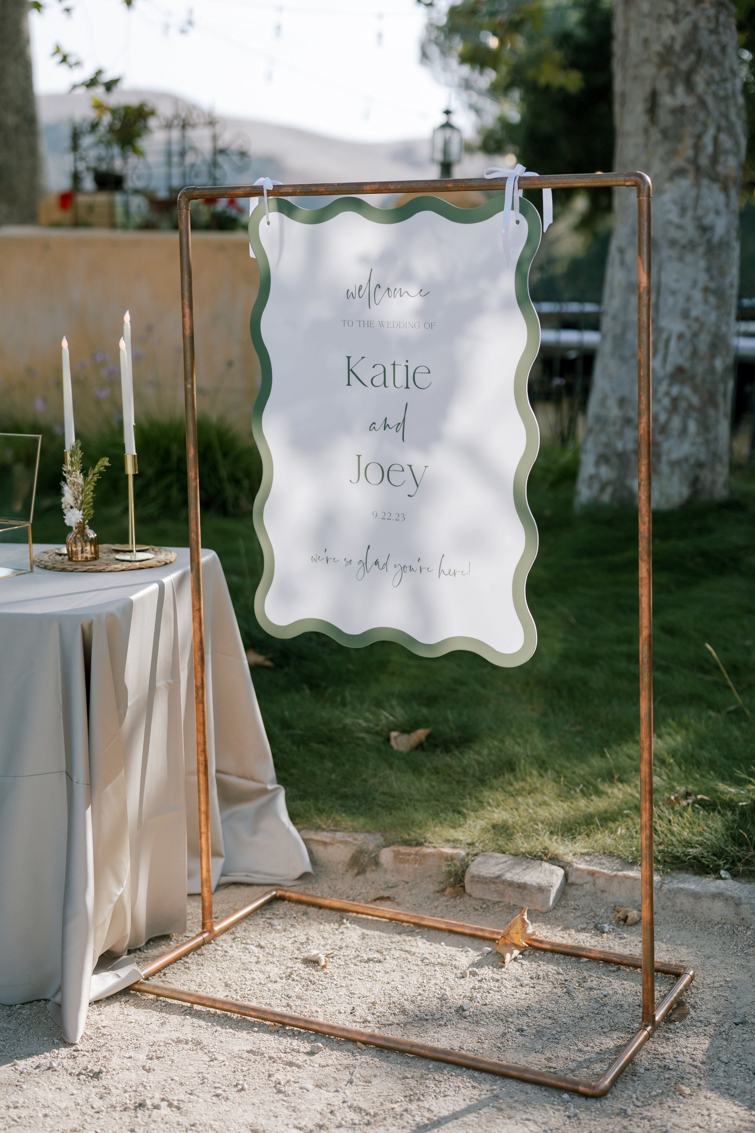 www.santabarbarawedding.com | Heyday Weddings | Elijah &amp; Susannah | Demetria Estate | Roam Florals | Santa Ynez Valley Elite Events | Sweet Beginnings | Wedding Welcome Sign