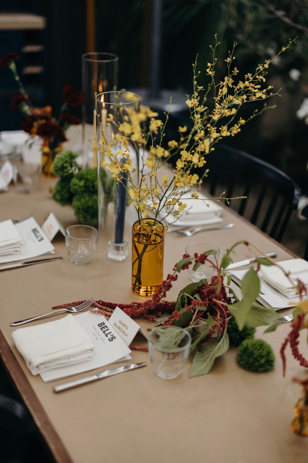 www.santabarbarawedding.com | Studio 7 Photography | Bell’s Restaurant | Alana Rae Events |  Rebel Floral | Reception Table Set Up