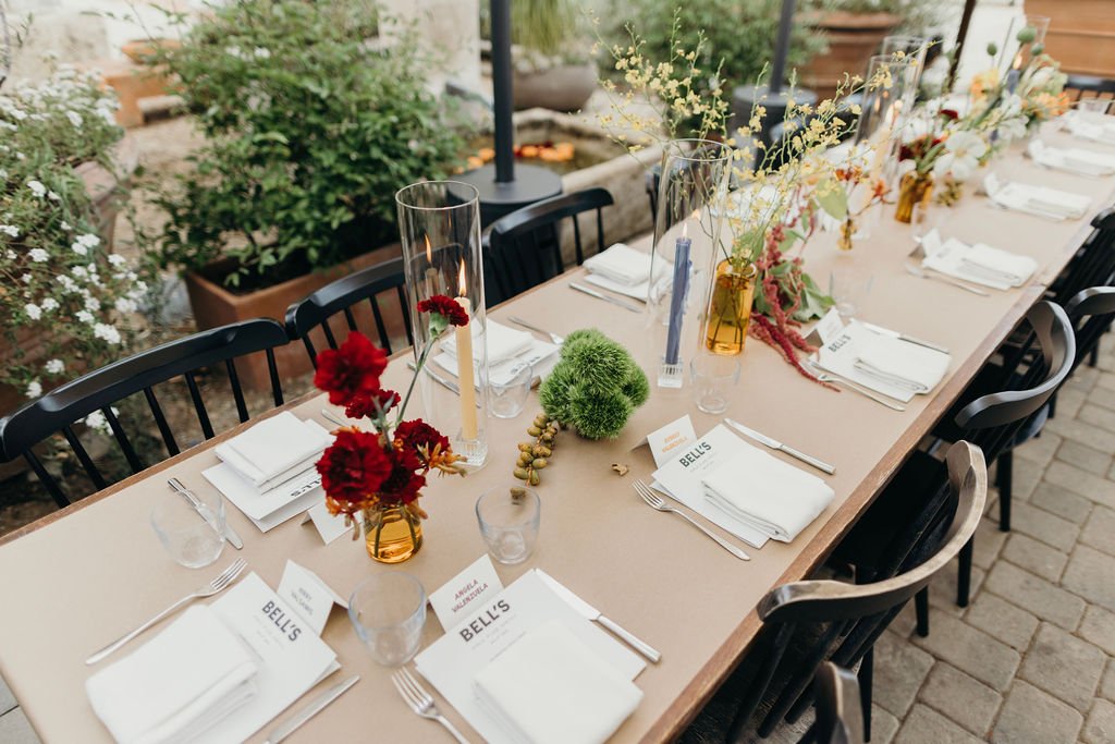 www.santabarbarawedding.com | Studio 7 Photography | Bell’s Restaurant | Alana Rae Events |  Rebel Floral | Reception Table Set Up