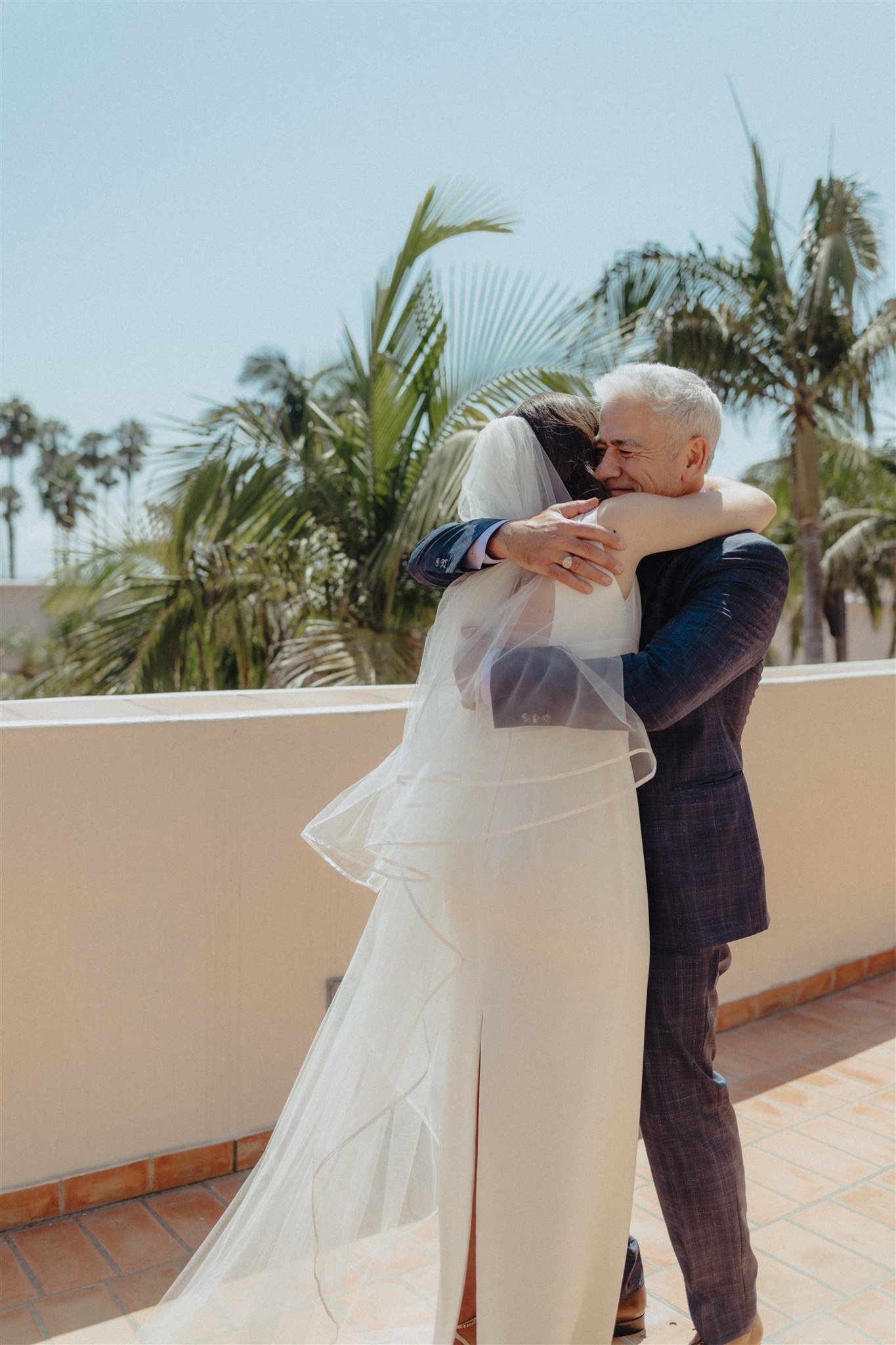 www.santabarbarawedding.com | Hilton Beachfront Resort | LuckEleven Events | Brocoff Photography | Once Upon A Florist | Pretty Please Beauty | Sarah Seven | Bride First Look with Dad