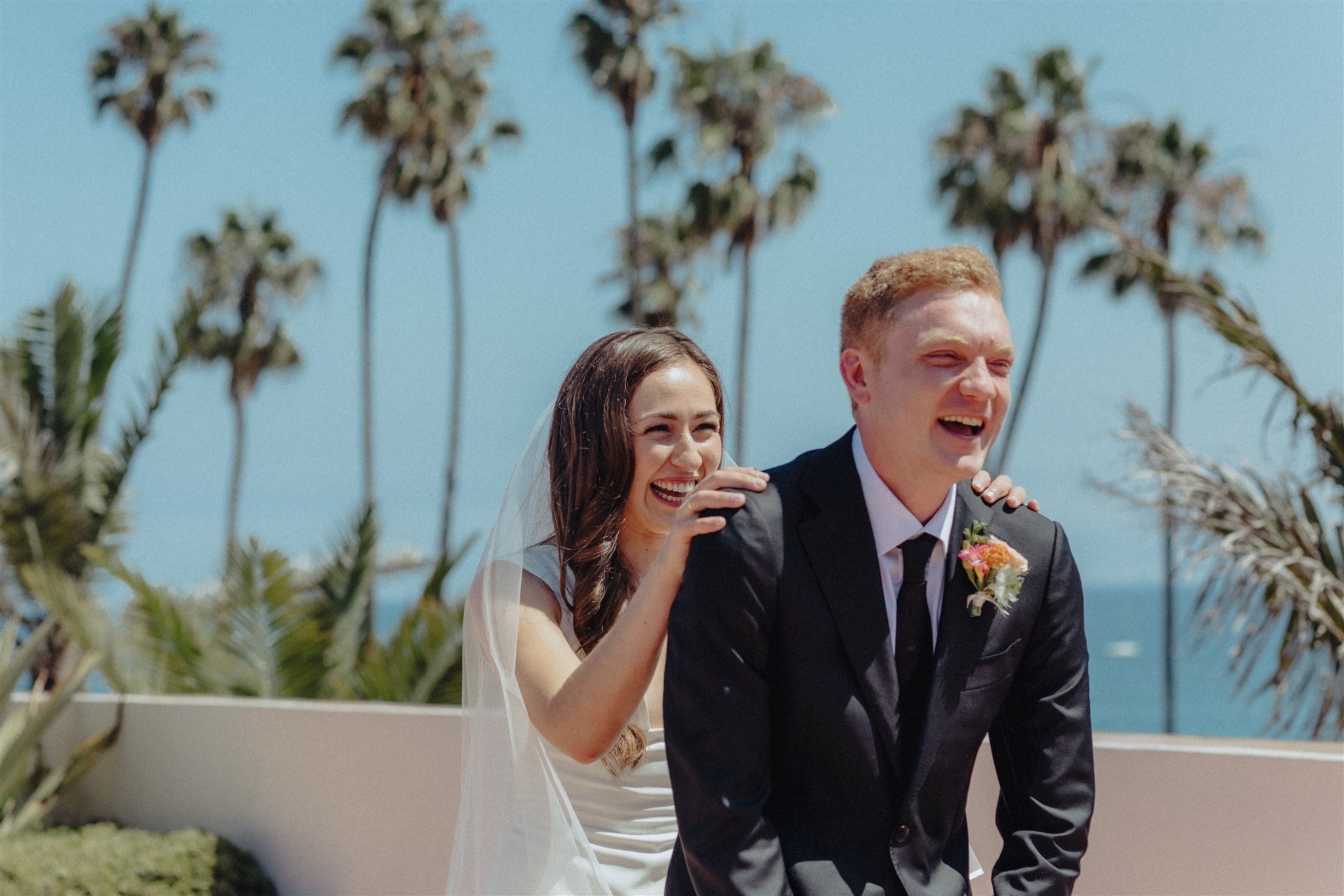 www.santabarbarawedding.com | Hilton Beachfront Resort | LuckEleven Events | Brocoff Photography | Once Upon A Florist | Pretty Please Beauty | Sarah Seven | Bride and Groom First Look