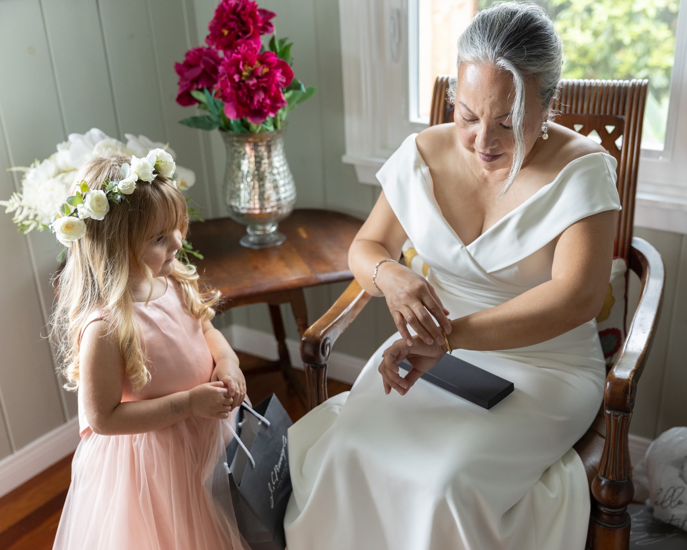 www.santabarbarawedding.com | Emily Hart-Roberts | Carr Winery | Felici Events | Ella &amp; Louie | Rogue Styling | Bride Getting Ready with Flower Girl