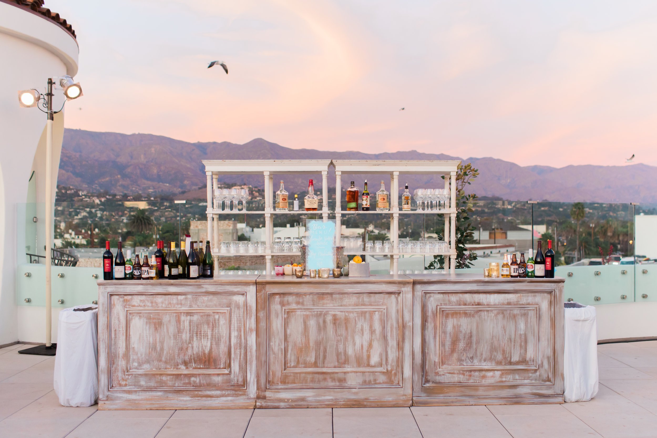 www.santabarbarawedding.com | MOXI Museum | James + Jess Photography | Bar Set Up on MOXI Museum Rooftop