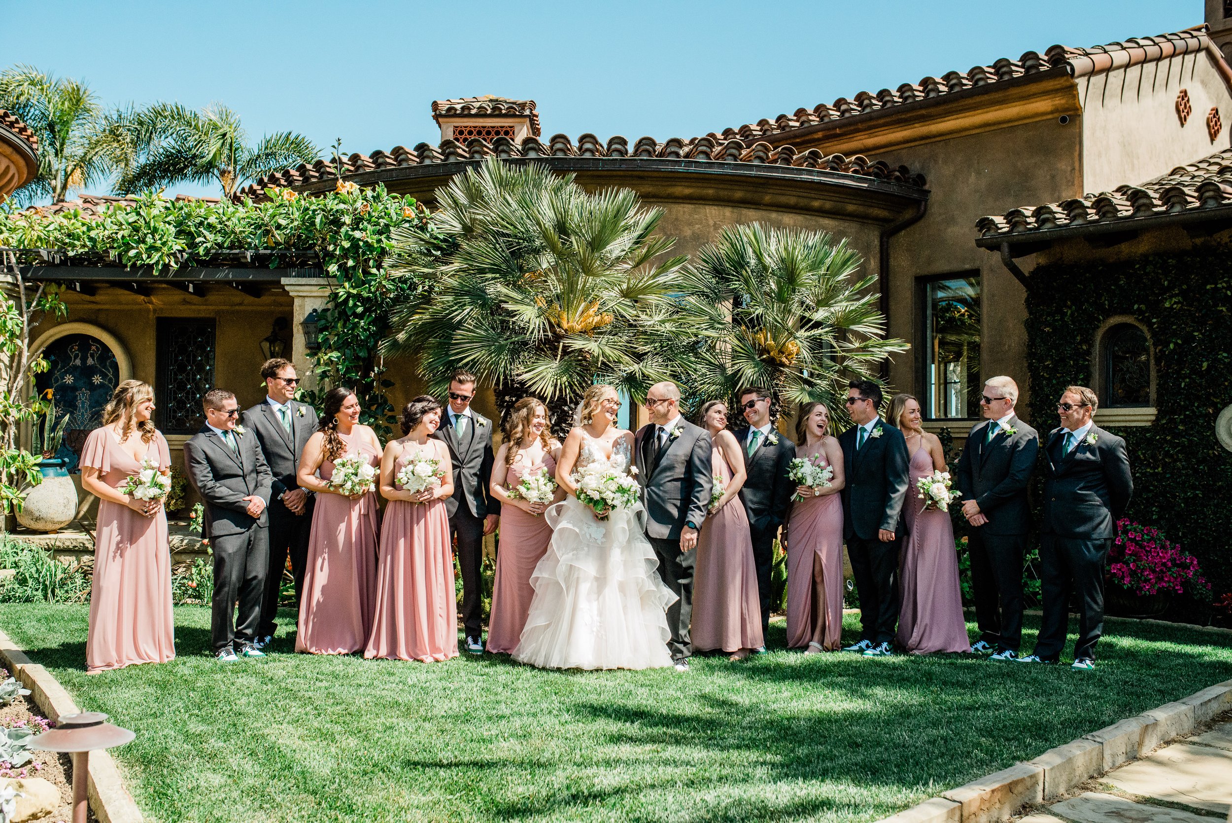 www.santabarbarawedding.com | Leana Myra | The MOXI | Drake Social | Blooms of Santa Barbara | Dreamcatcher Artistry | Couple with Bridal Party Before Ceremony