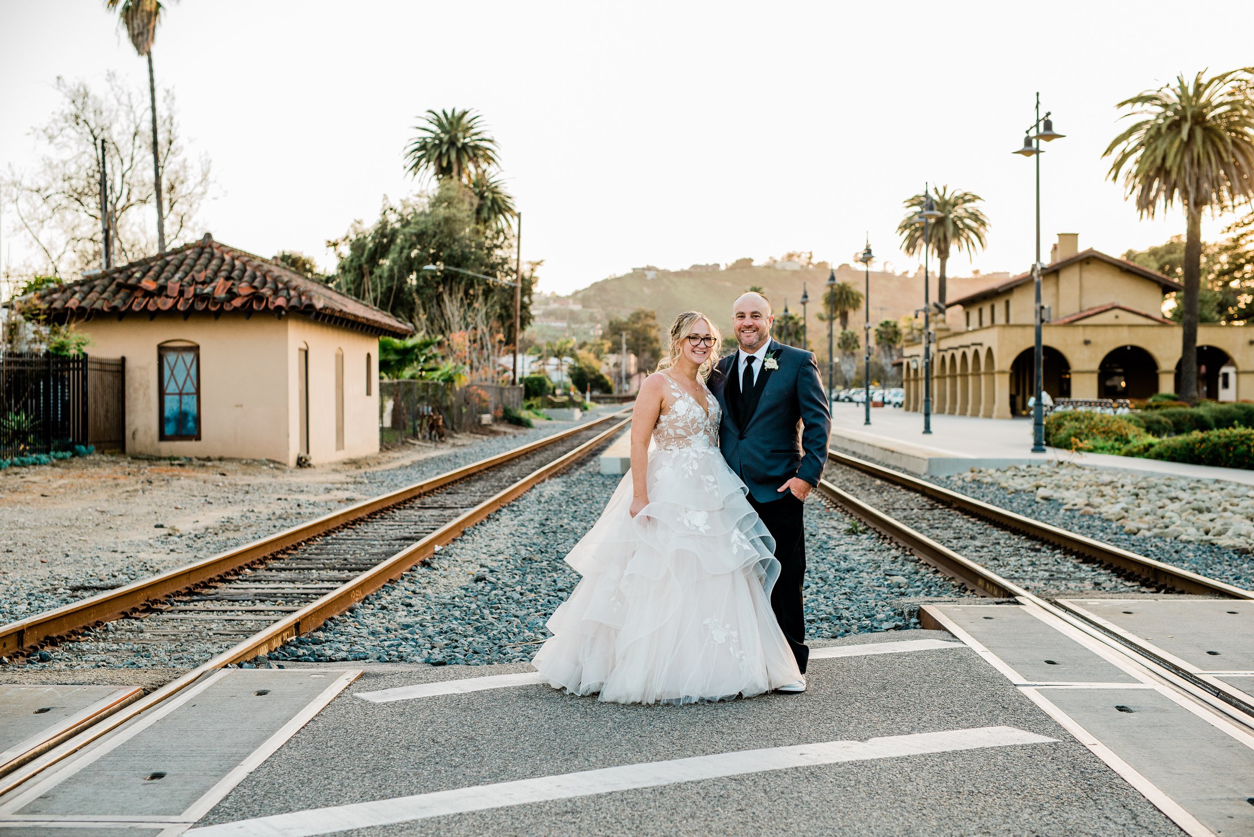 www.santabarbarawedding.com | Leana Myra | The MOXI | Drake Social | Blooms of Santa Barbara | Dreamcatcher Artistry | Couple’s Photo Shoot by the Railroad Tracks