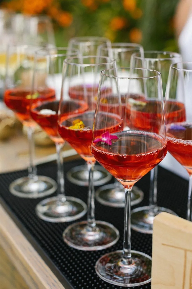 www.santabarbarawedding.com | Albany Katz | Pink Cocktails for Event with Edible Flowers