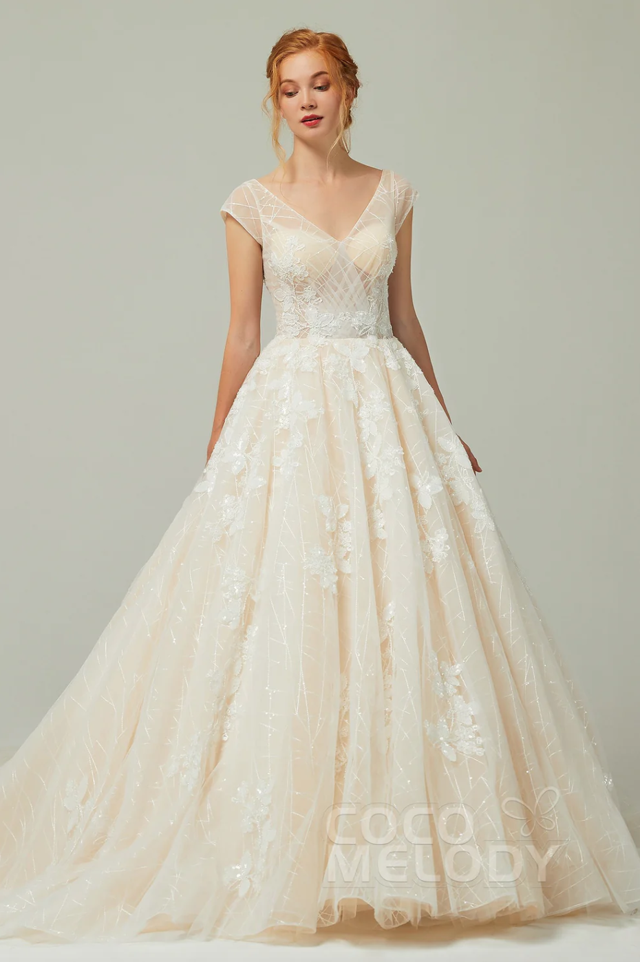 www.santabarbarawedding.com | CocoMelody | A-Line V-Neck Tulle Wedding Dress