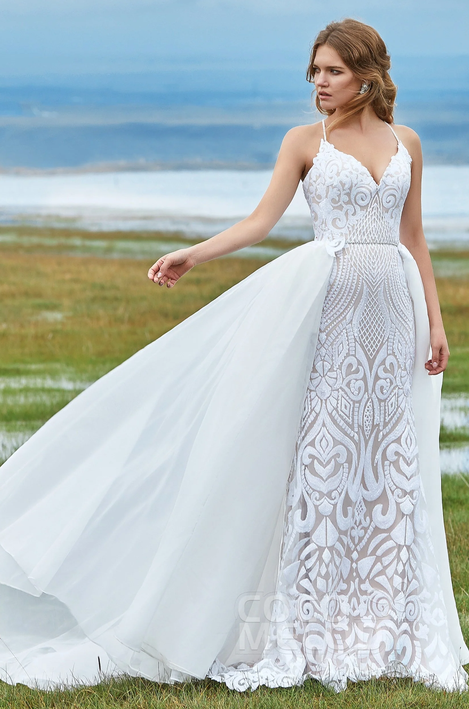 www.santabarbarawedding.com | CocoMelody | Trumpet Mermaid Sequined Lace Wedding Dress