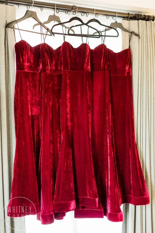 www.santabarbarawedding.com | Mi Belle Photography | Jill &amp; Co. | Zaca Creek Ranch | Bride and Bridesmaids Dressed in Red