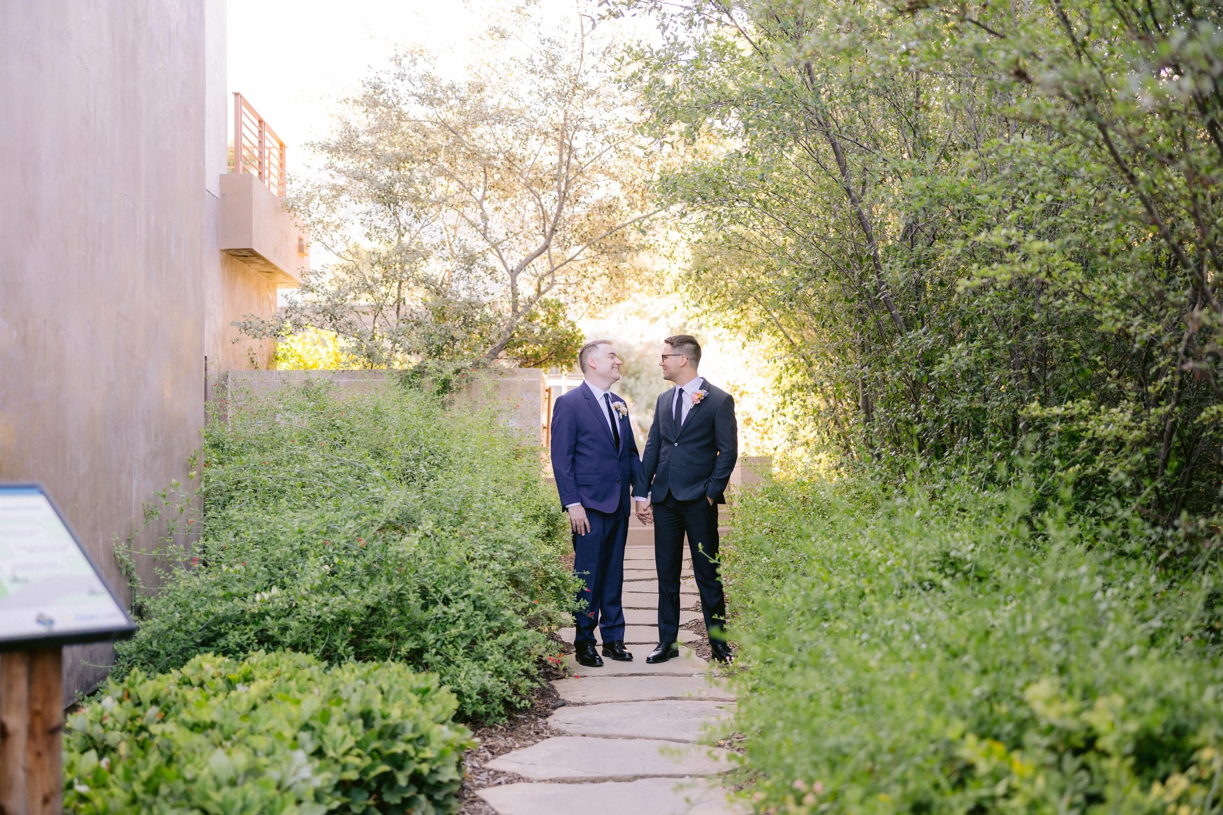 www.santabarbarawedding.com | Kyle London Photography | Santa Barbara Botanic Gardens | Gatherings for Good | Blooms of Santa Barbara | Chi Beauty Artistry | Grooms After Ceremony