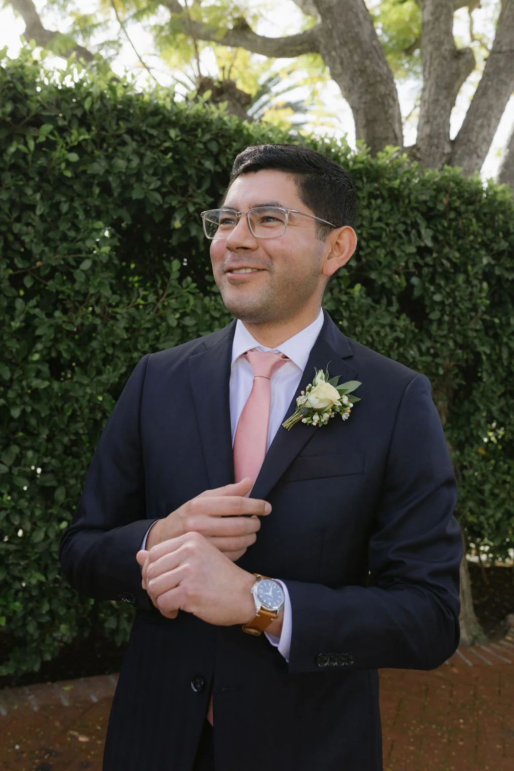 www.santabarbarawedding.com | Gatherings for Good | Santa Barbara Club | Lena Britt | Claire Hartnell | Moonglow Floral | Ms. Updo | Shanie Crosbie | Groom Before Ceremony