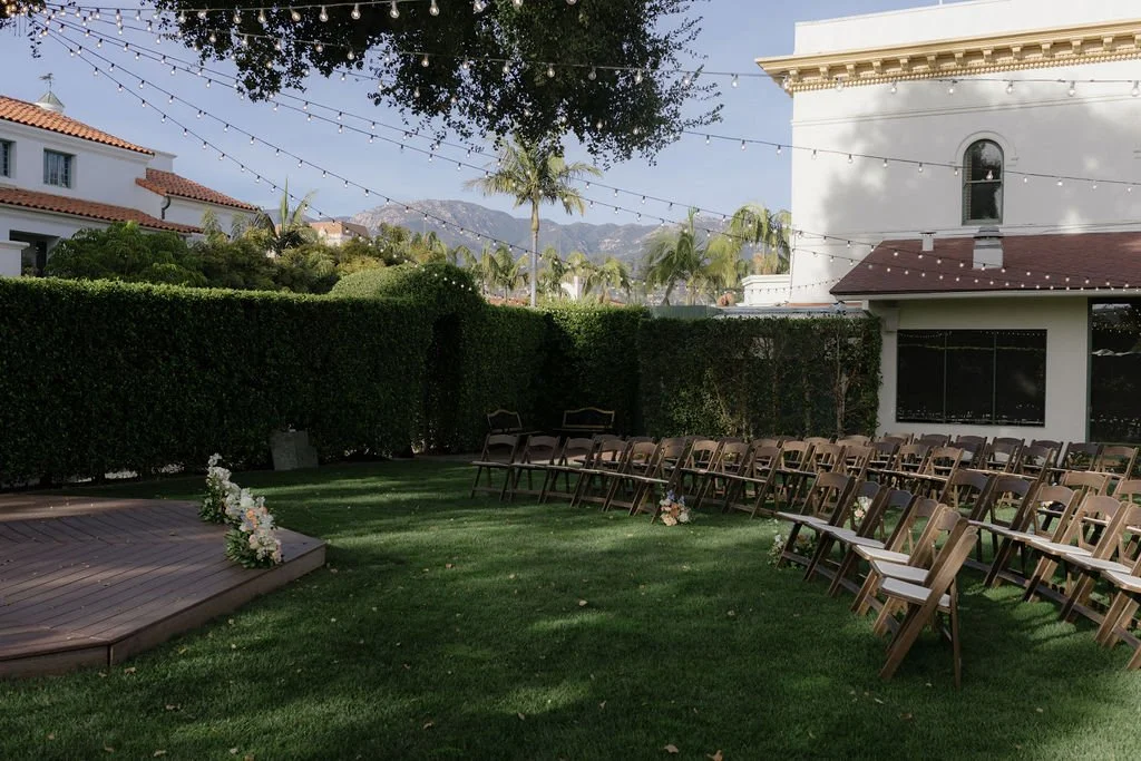 www.santabarbarawedding.com | Gatherings for Good | Santa Barbara Club | Lena Britt | Claire Hartnell | Moonglow Floral | Ceremony Set Up