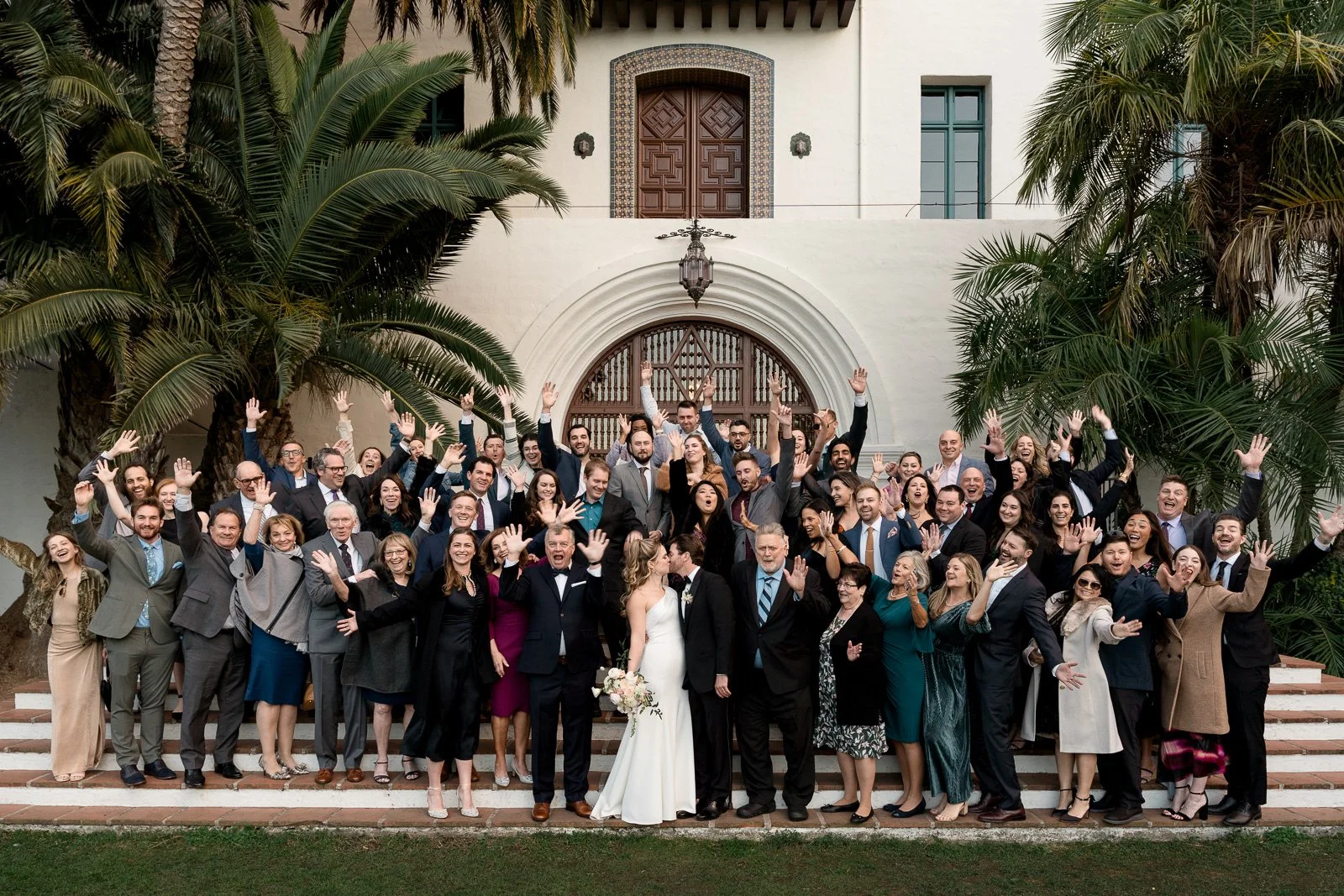 www.santabarbarawedding.com | Events by Fran | Eli Suzuki-Gill | Santa Barbara Courthouse | Blue Blossoms | Just 4 Fun Party Rentals | Party Proper | Couple and All Guests