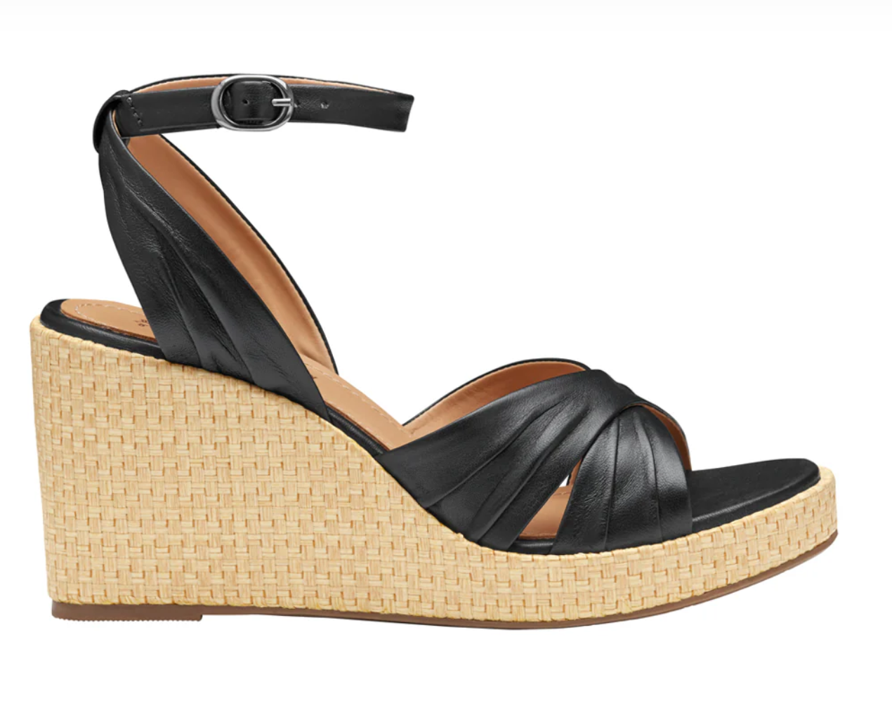 Marcia Cross-Band Ankle Strap Wedge Sandals