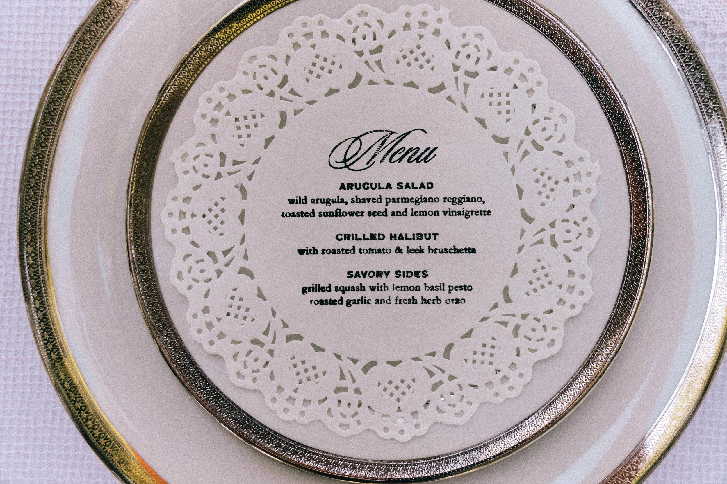 www.santabarbarawedding.com | Zaca Lake | Laine Palm Planning | Alanna Durkee | Brophy Blooms | SYV Elite Events |  Place Setting with Menu